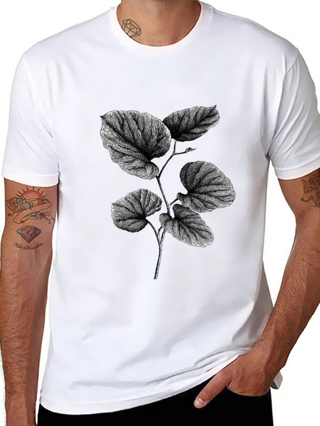 Black Botanical Print Black T-Shirt view 8