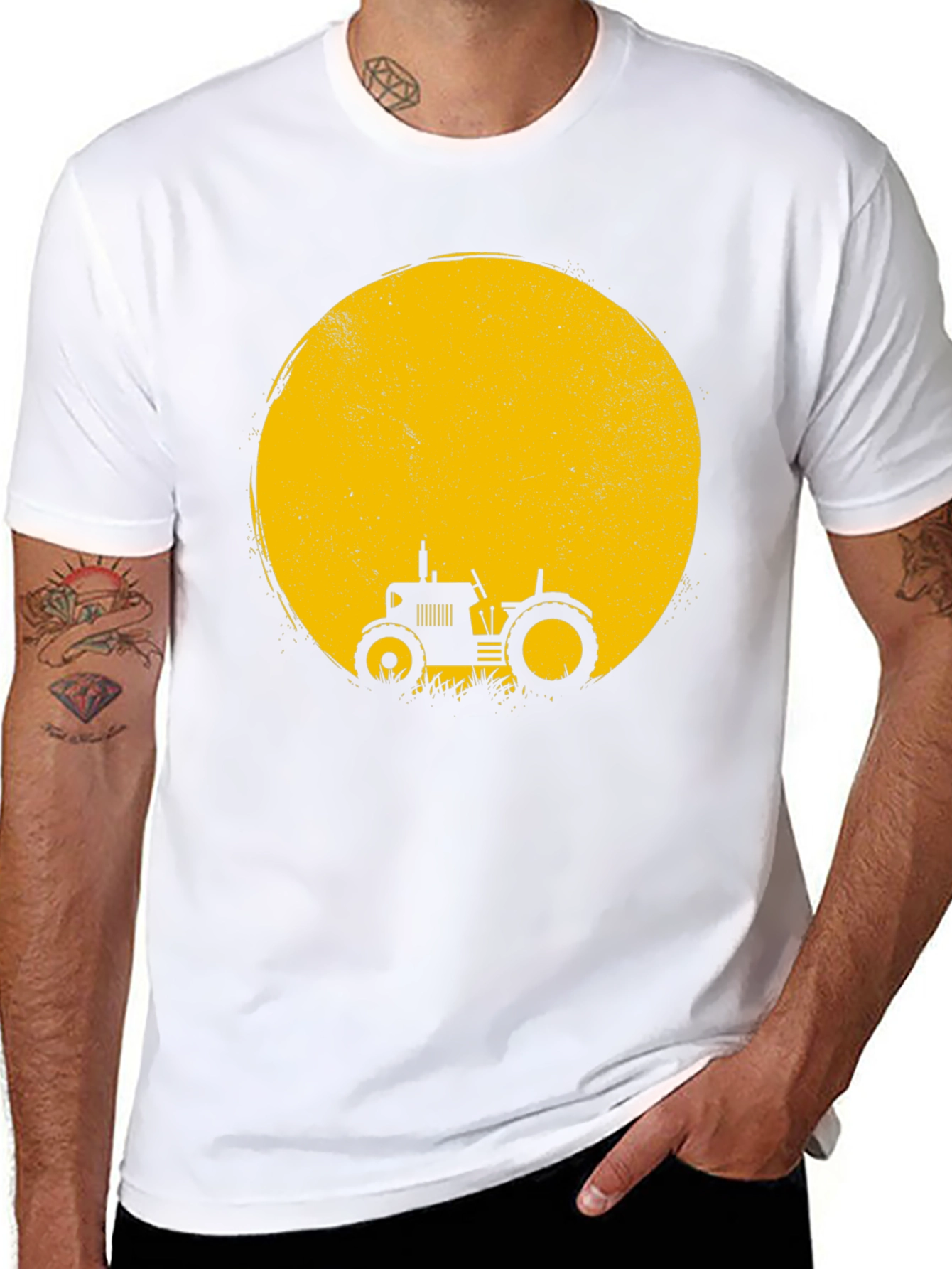 Black Tractor Moon Graphic Tee - Black Cotton Blend view 8