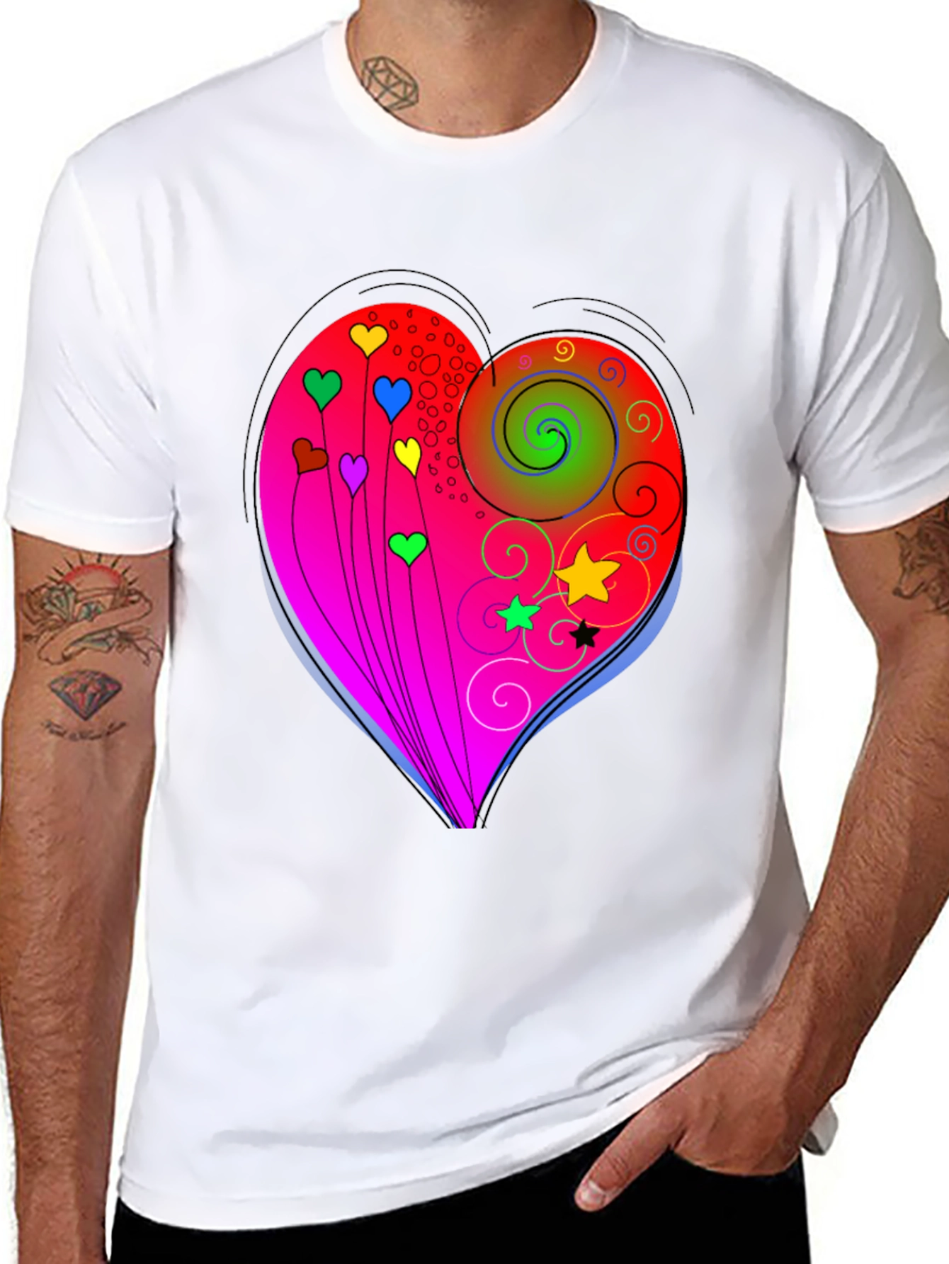 Black Heart Swirls Graphic T-Shirt - Stylish Casual Wear view 8