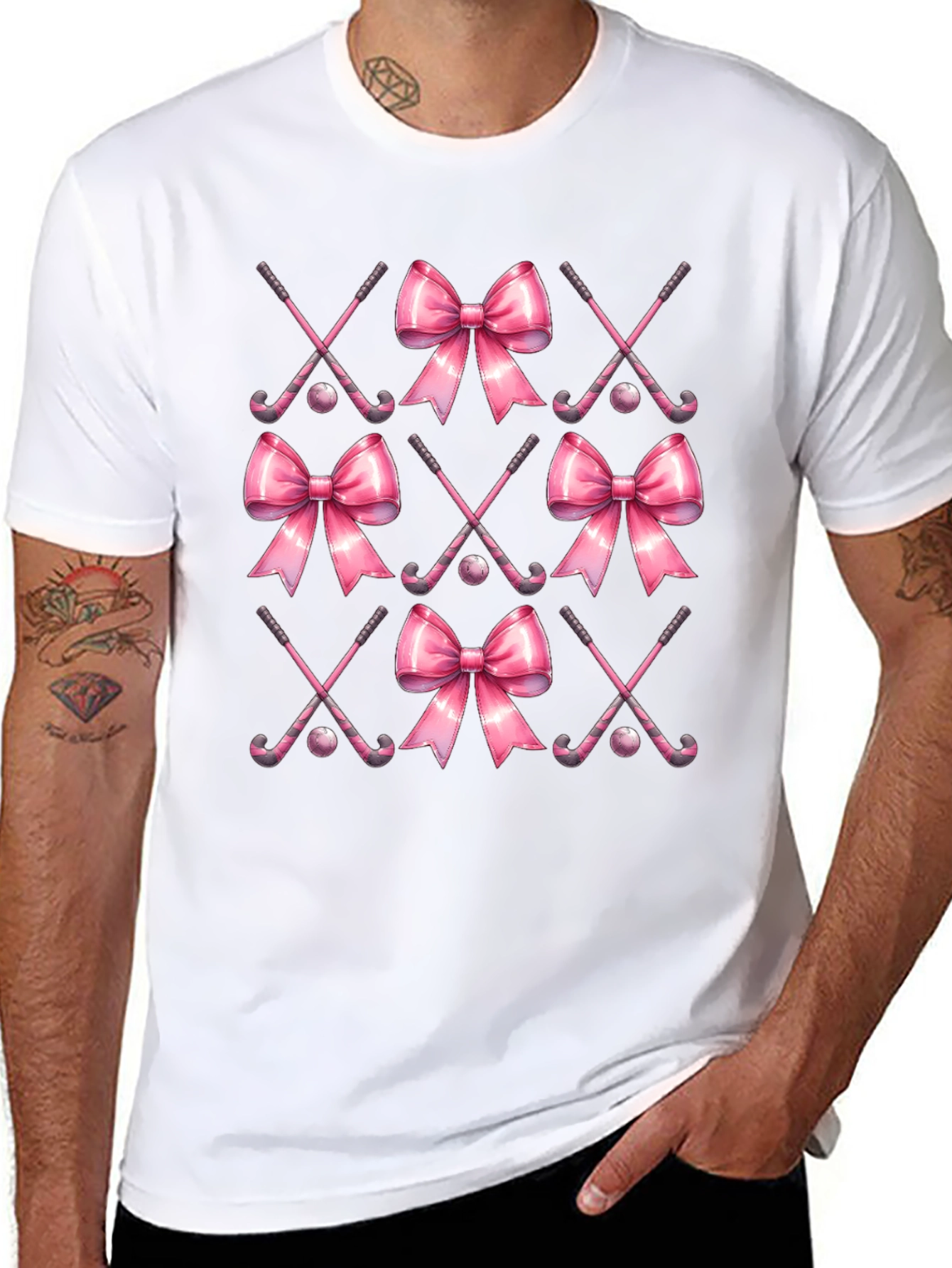Black Pink Hockey Bow T-Shirt view 8