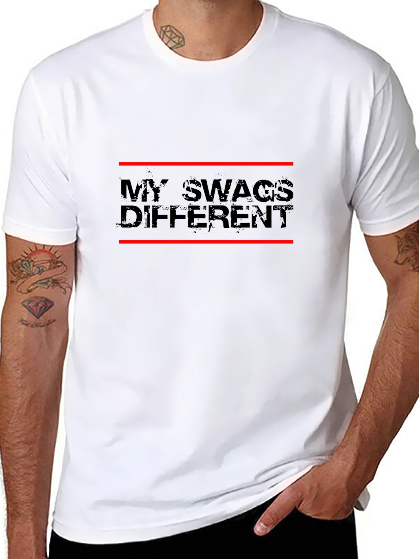 Black My Swag's Different Graphic Tee - Black Casual T-Shirt view 8