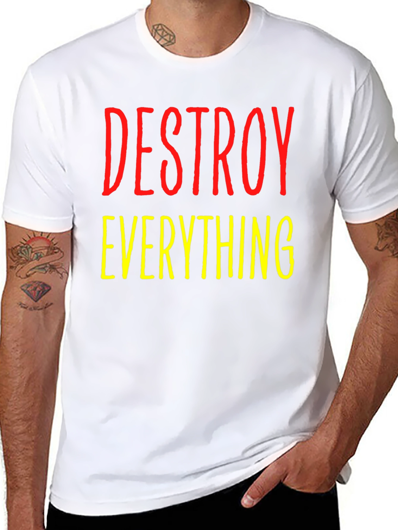 Black Destroy Everything Graphic Tee - Bold Statement Shirt view 8