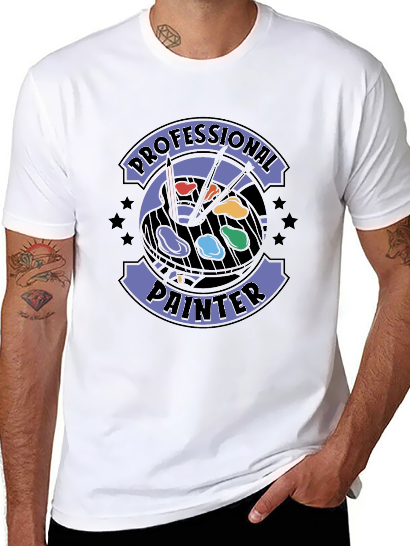 Black Professional Painter T-Shirt - Artistic Design view 8