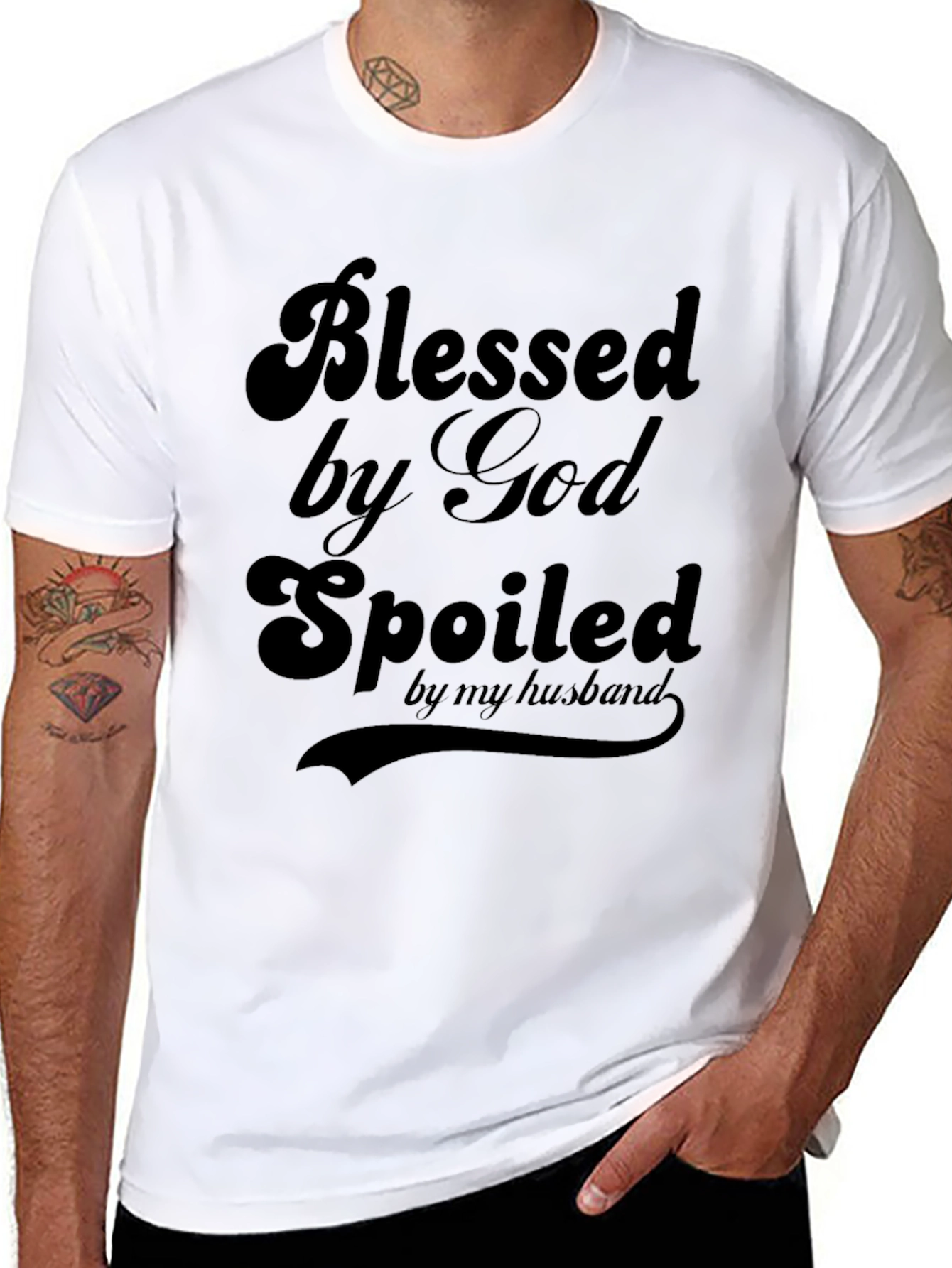 Black Blessed by God, Spoiled by Husband T-Shirt view 8