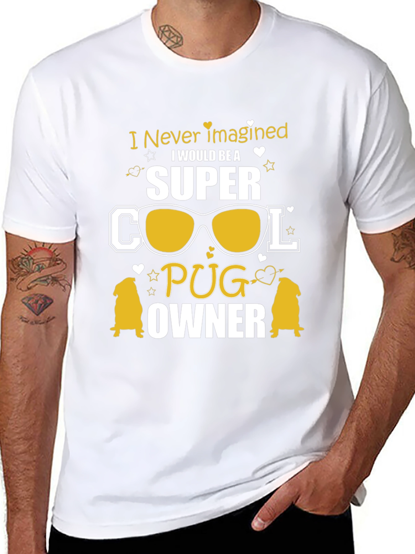 Black Super Cool Pug Owner Black T-Shirt view 8