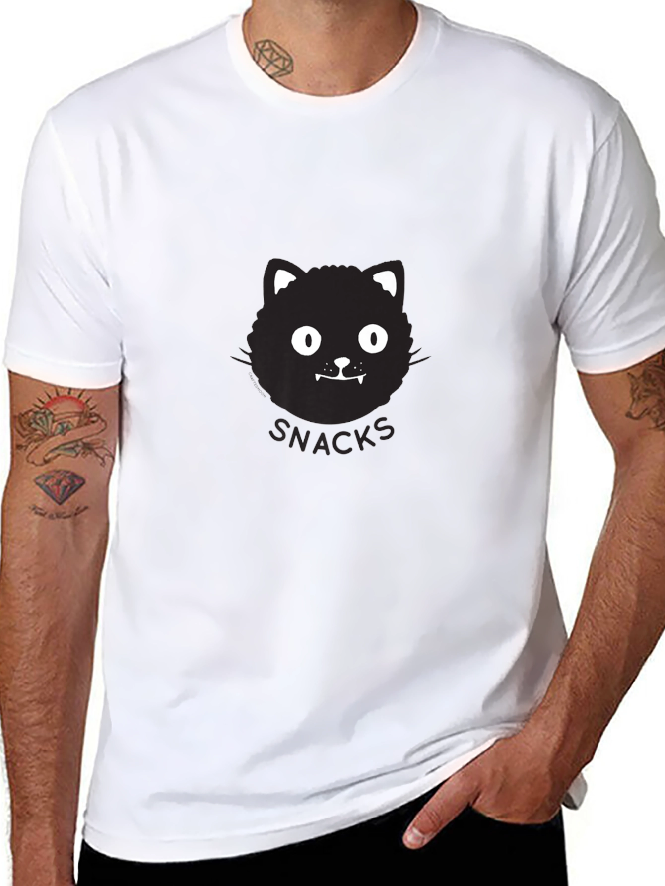 Black Snacks Cat Graphic T-Shirt - Black view 8