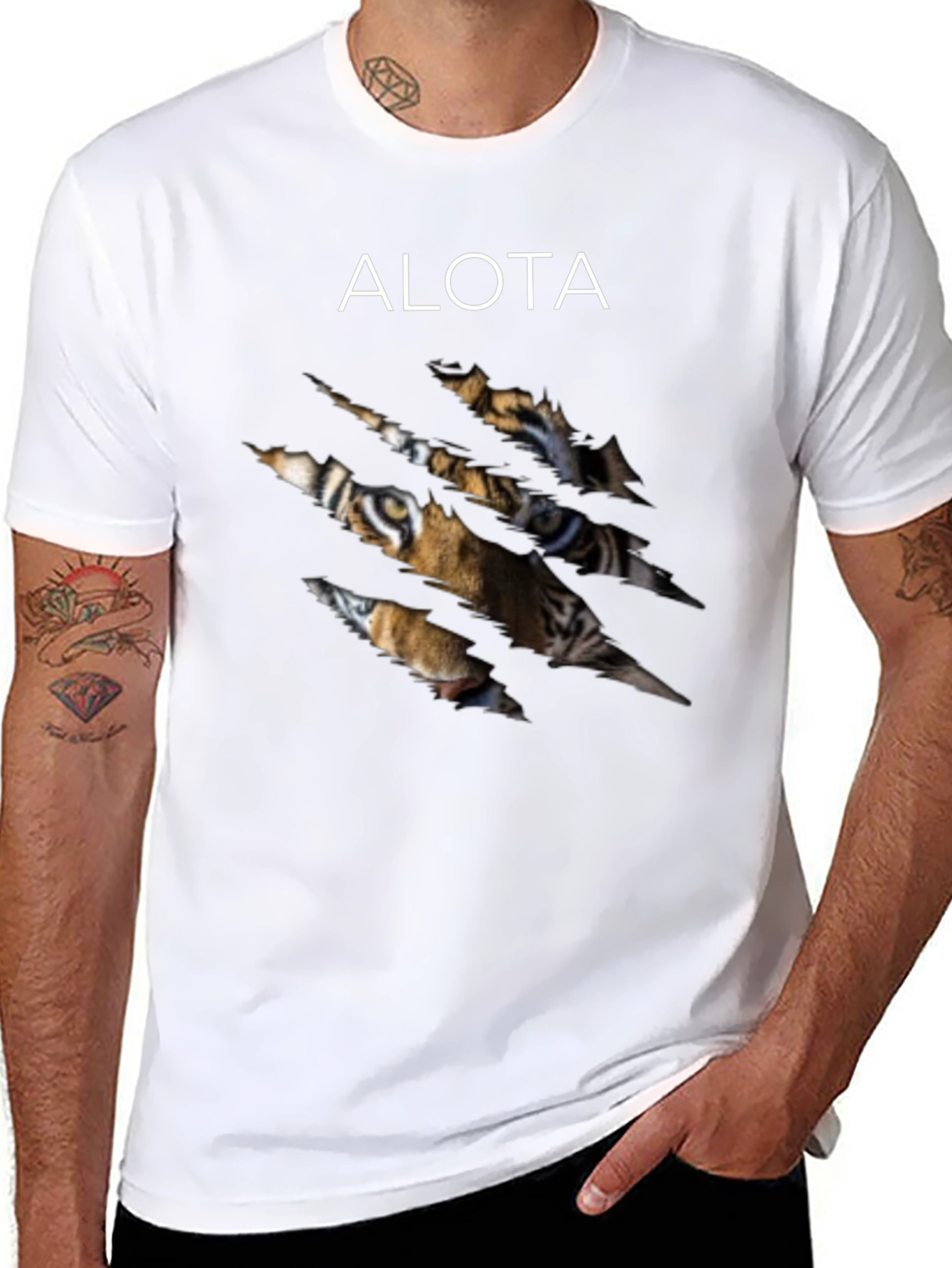 Black ALOTA Tiger Graphic T-Shirt - Black view 8