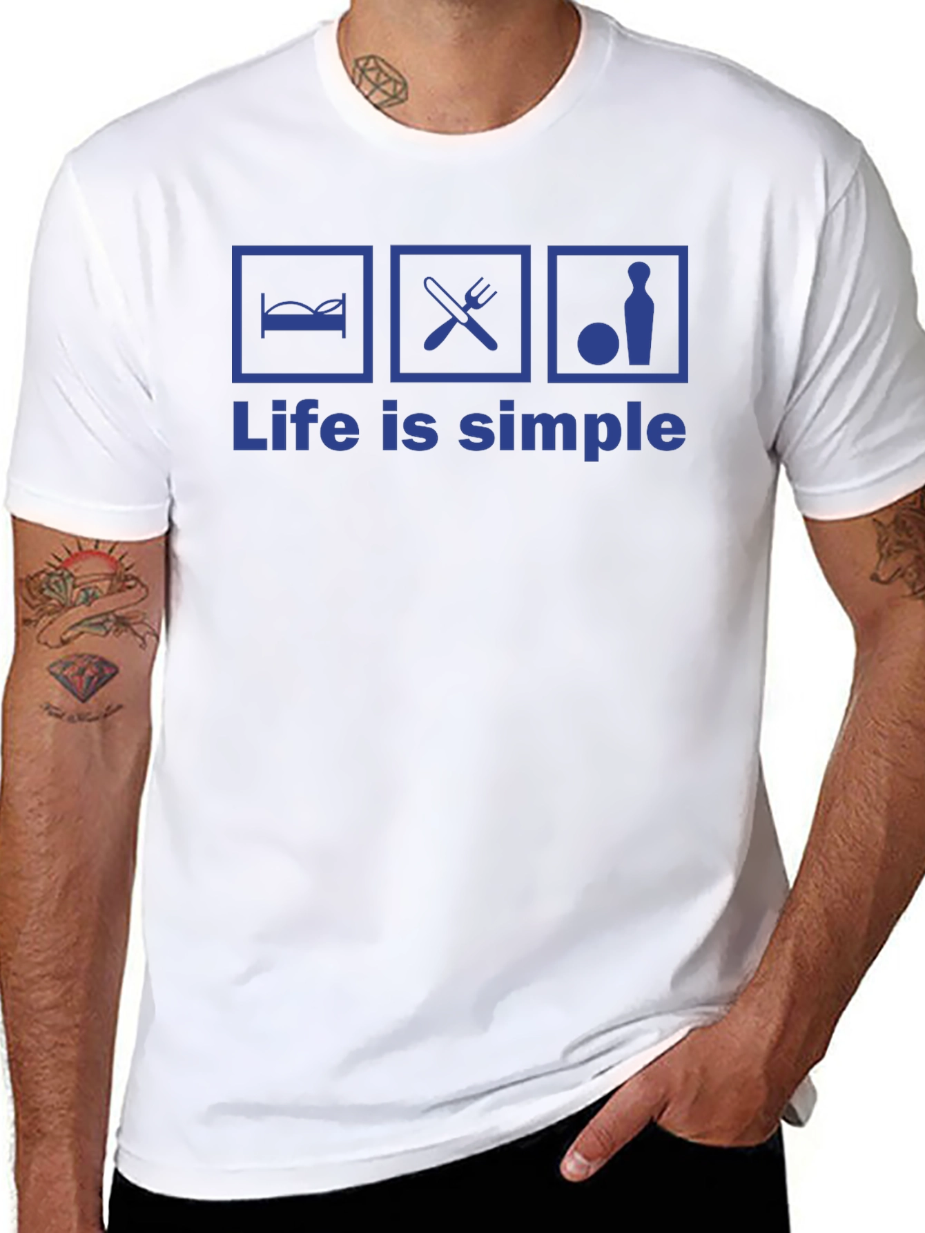 Black Life is Simple T-Shirt - Eat, Sleep, Bowl Graphic Tee view 8