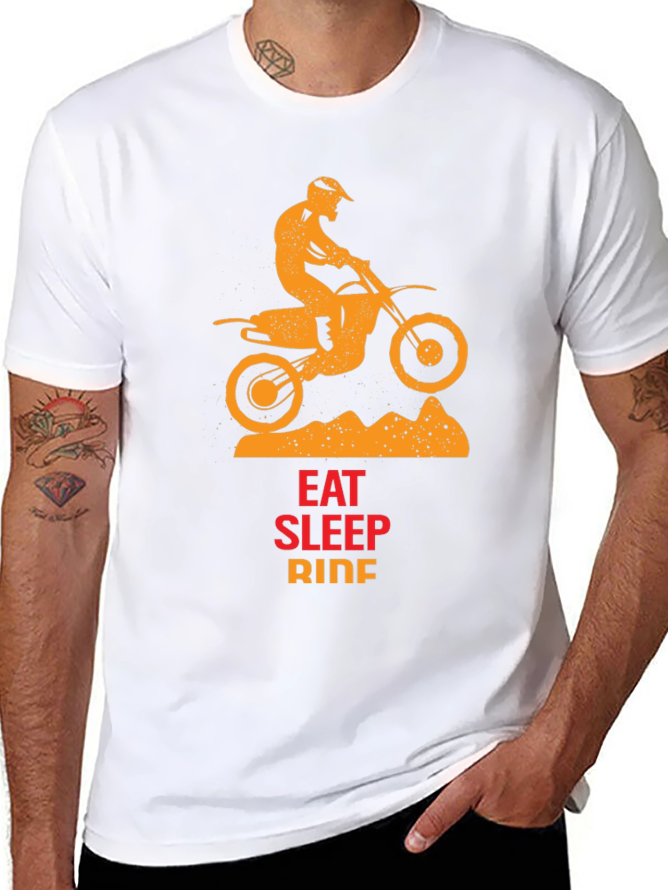 Black Eat Sleep Ride T-Shirt - Motocross Design view 8