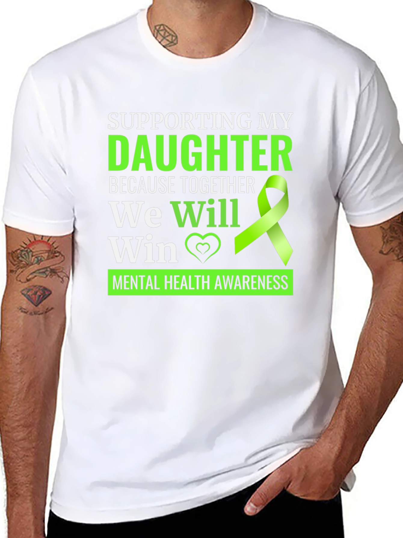 Black Mental Health Awareness T-Shirt - Supporting My Daughter view 8