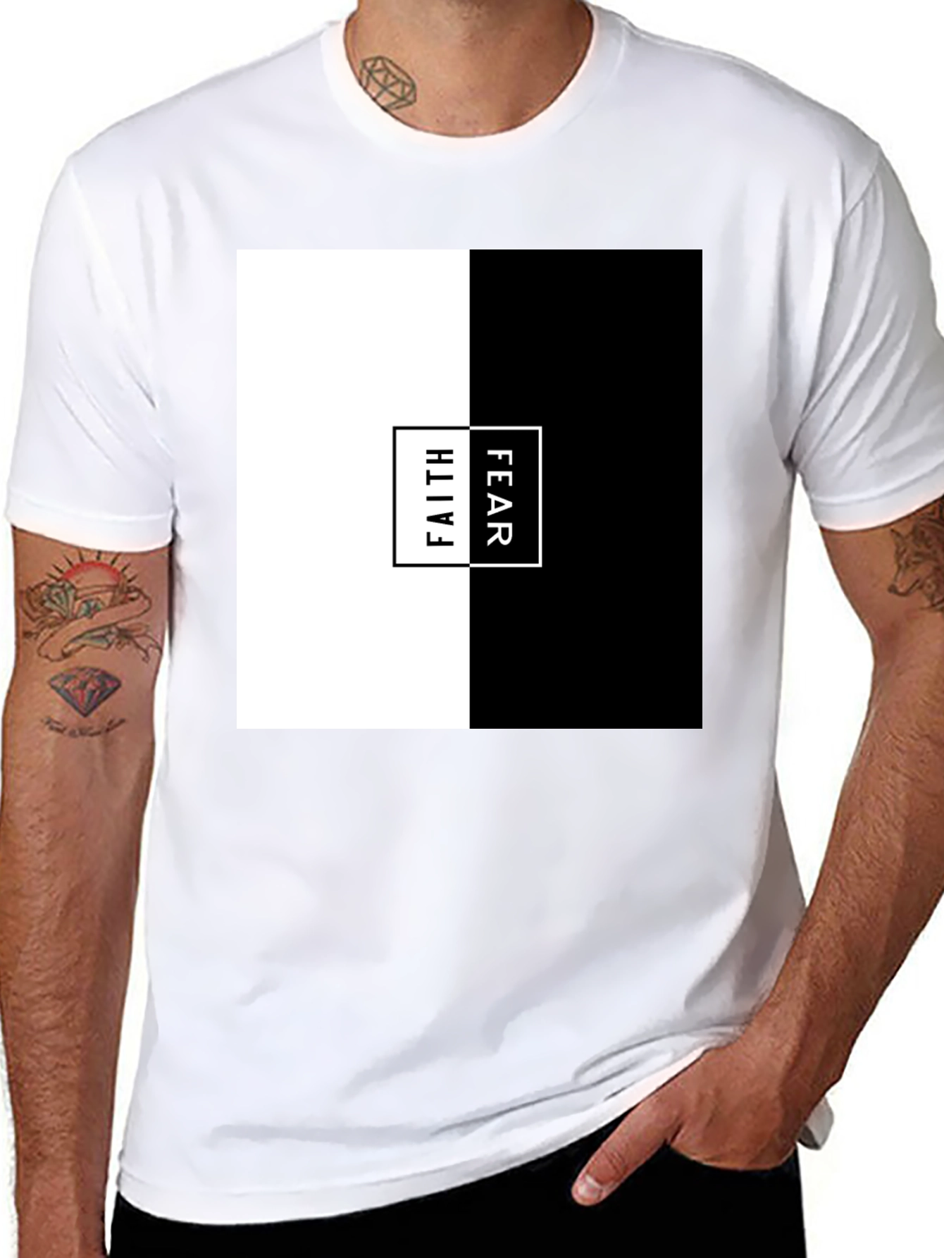 Black Faith Over Fear Graphic Tee - Mens Black T-Shirt view 8