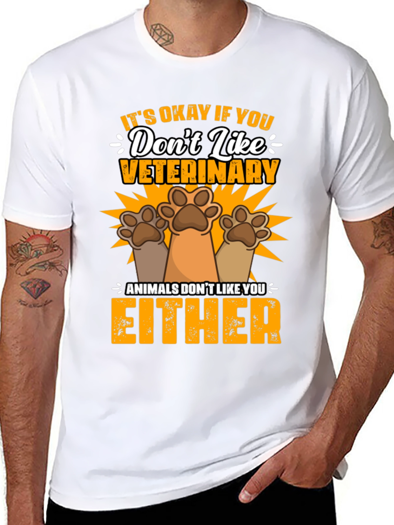 Black Veterinary Humor T-Shirt: Animals Don't Like You Either view 8