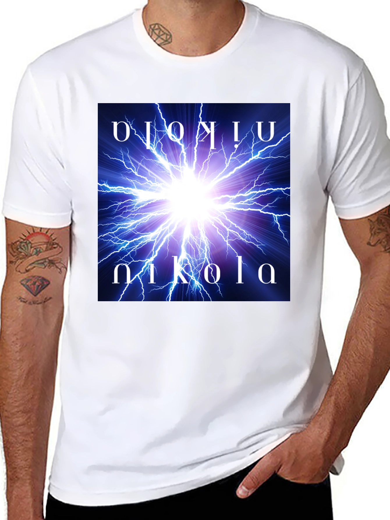Black Nikola Tesla Lightning Bolt Graphic Tee view 8
