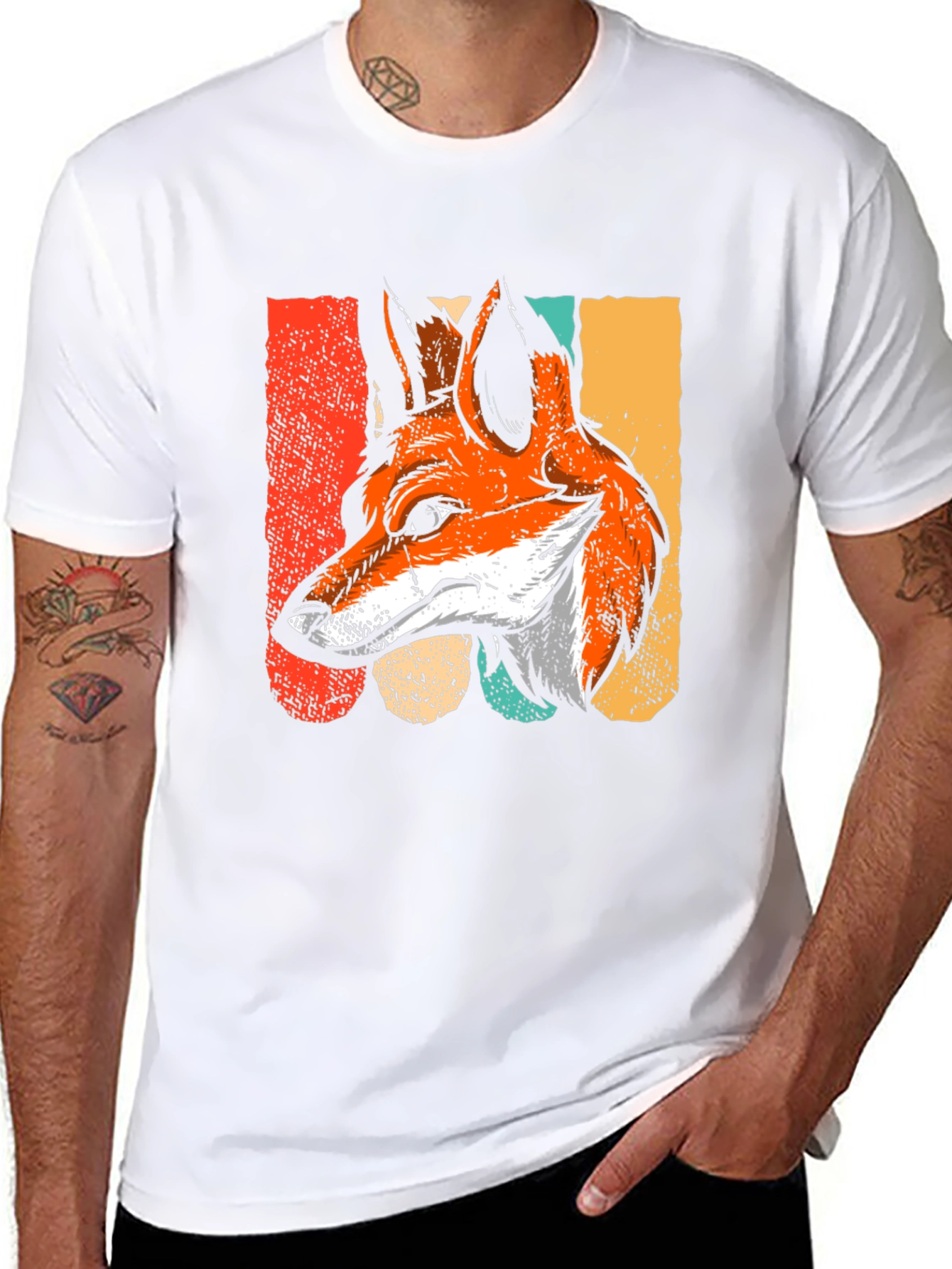Black Retro Fox Graphic Tee - Cool Animal Design view 8