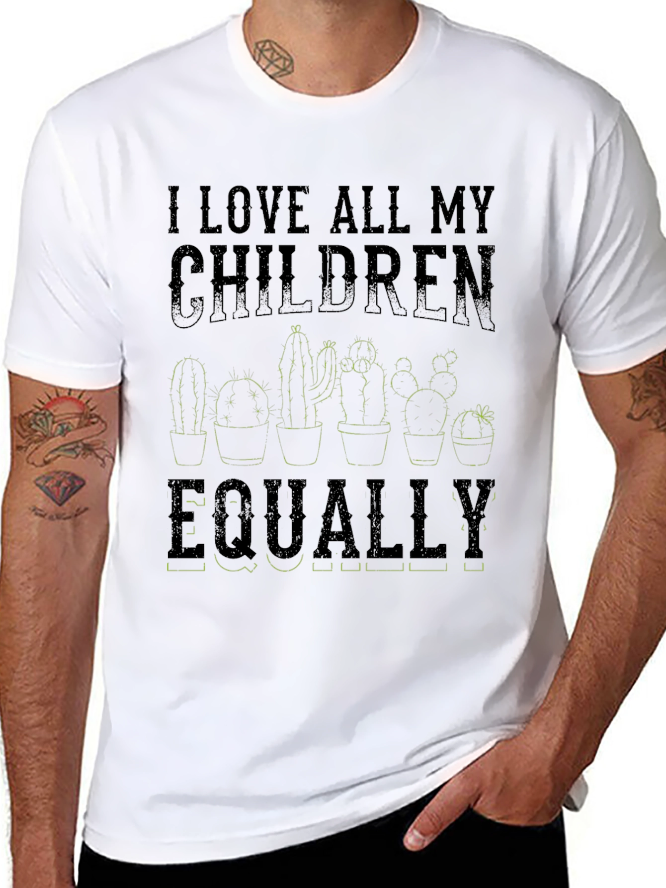 Black I Love All My Children Equally Cactus Graphic Tee view 8