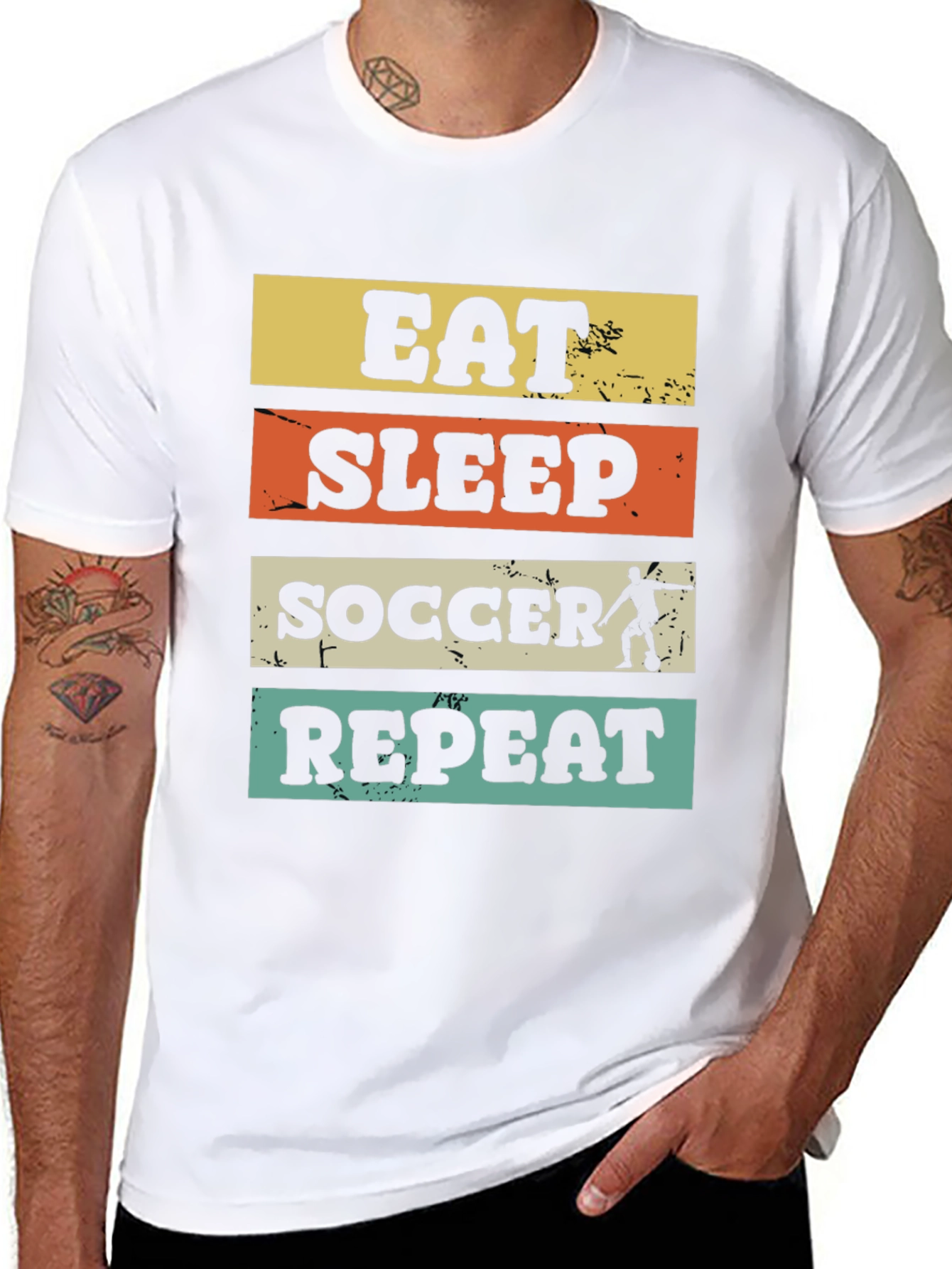 Black Eat Sleep Soccer Repeat Graphic Tee view 8