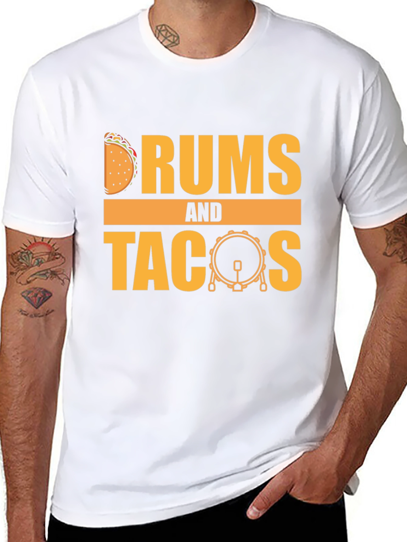 Black Drums and Tacos Graphic T-Shirt - Foodie Musician Tee view 8