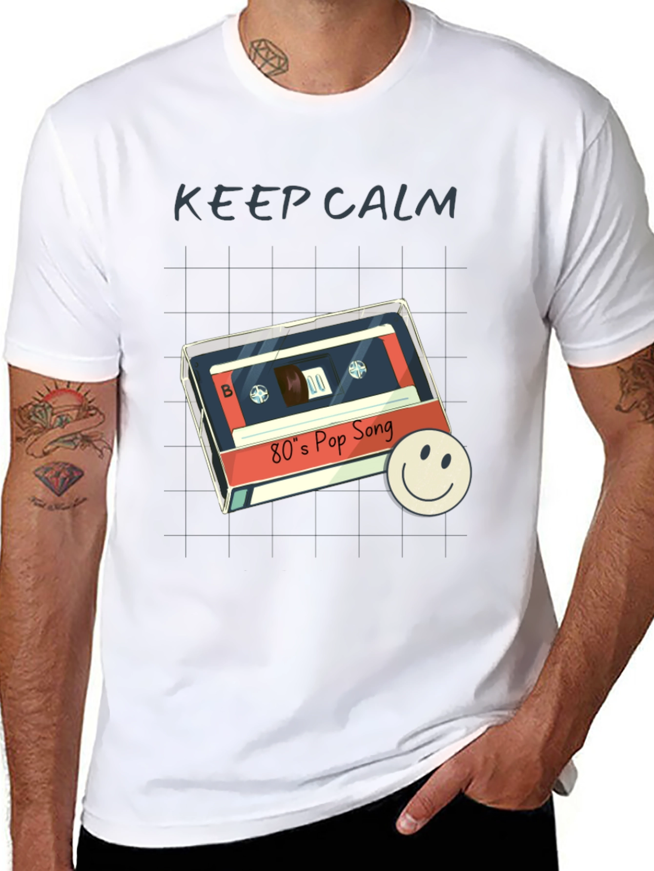 Black Retro 80's Pop Song T-Shirt - Keep Calm Style view 8