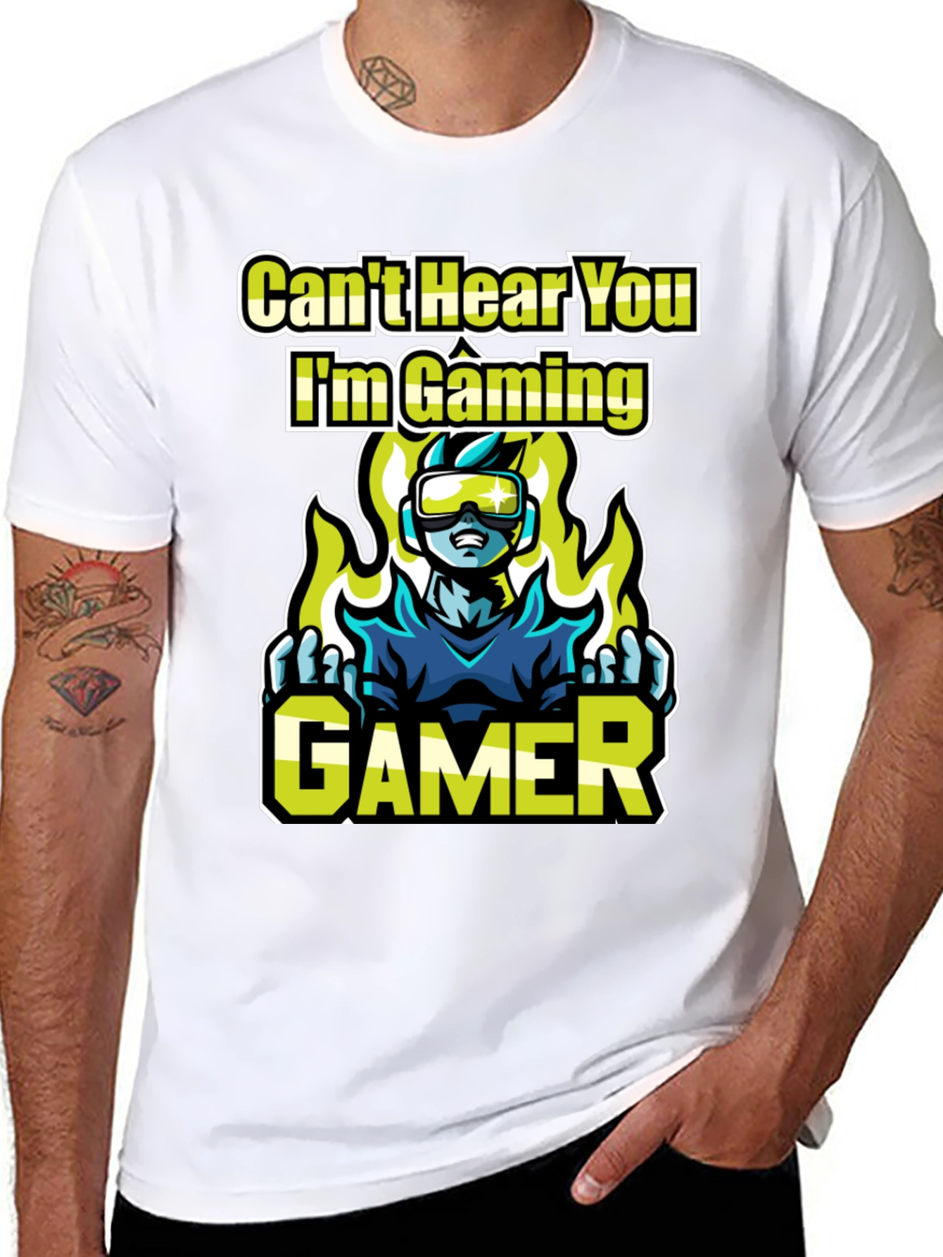 Black Can't Hear You, I'm Gaming! Graphic Tee view 8