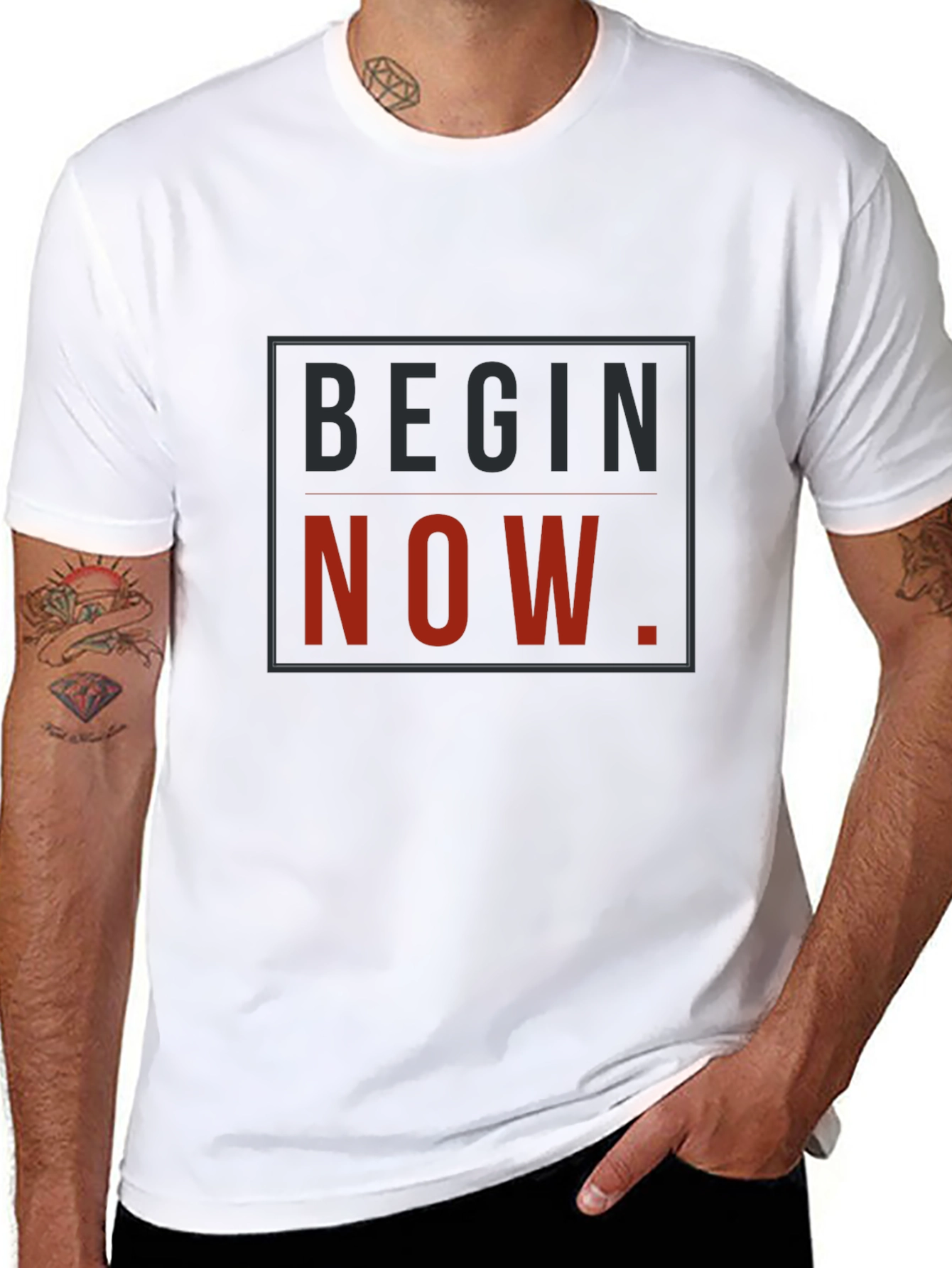 Black Begin Now Graphic Tee - Black Unisex T-Shirt view 8
