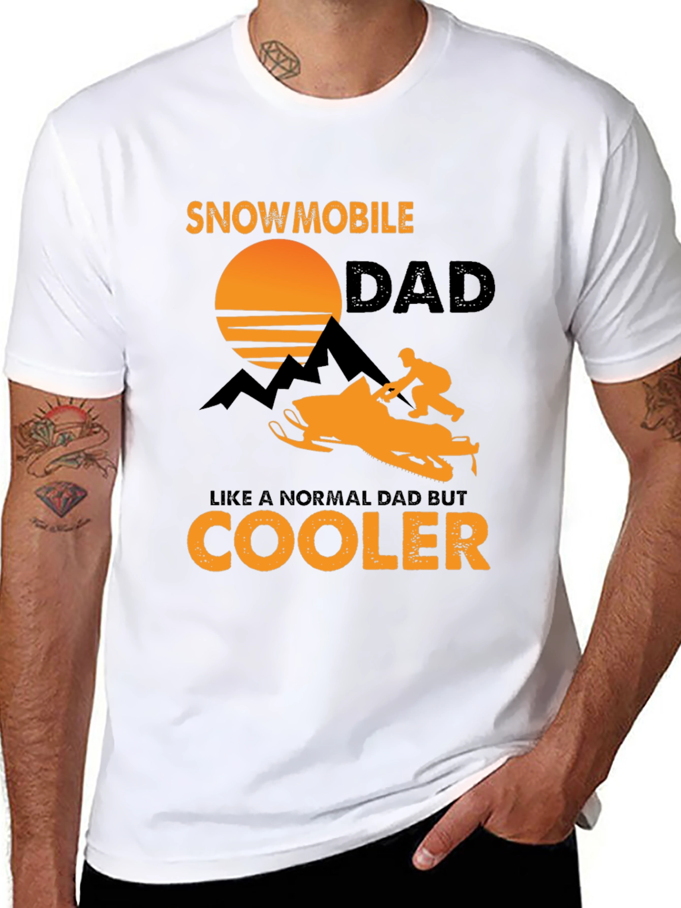 Black Snowmobile Dad T-Shirt - Cooler Than Normal view 8