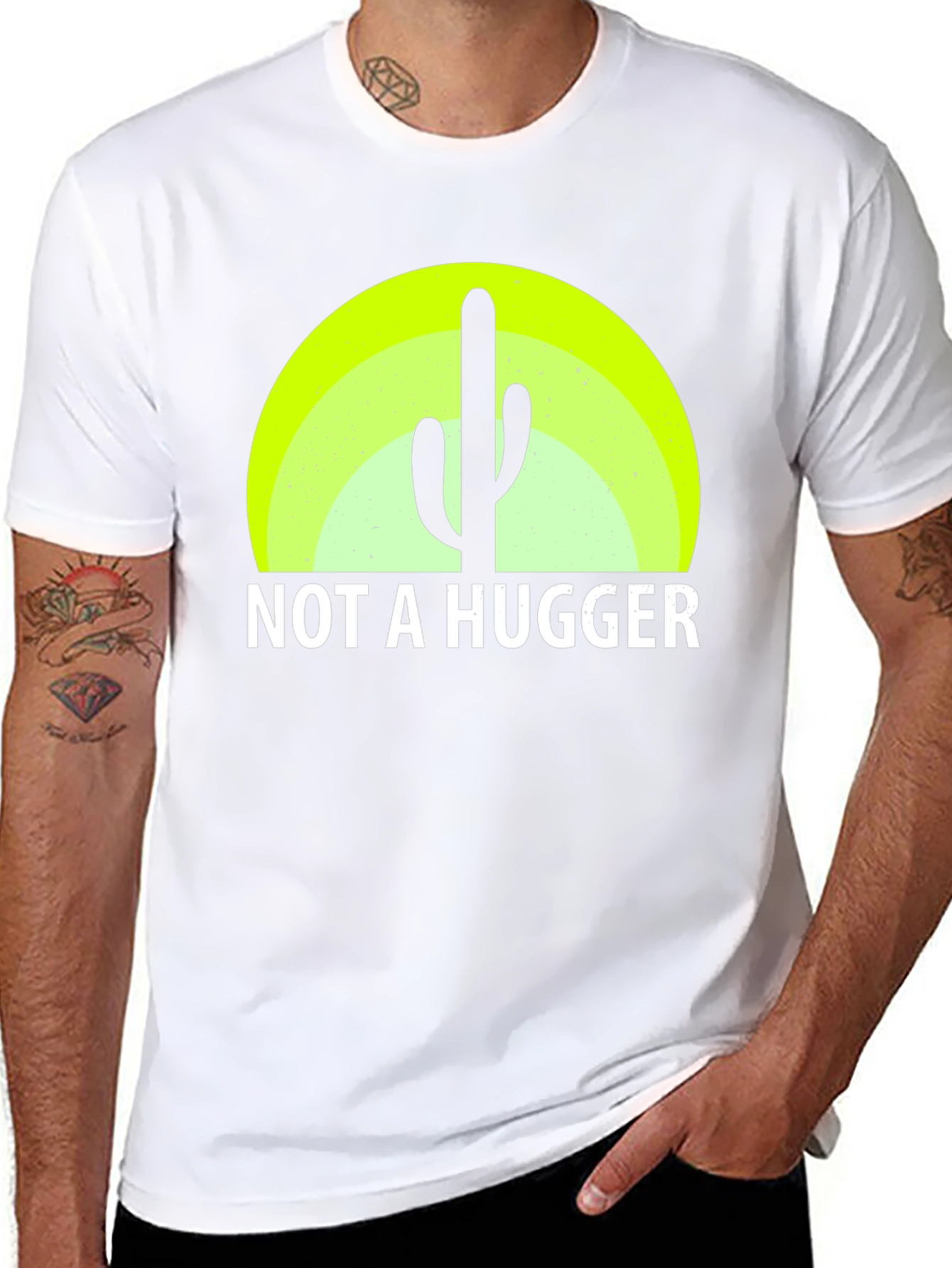 Black Not a Hugger Cactus Graphic Tee - Funny Sarcastic Shirt view 8