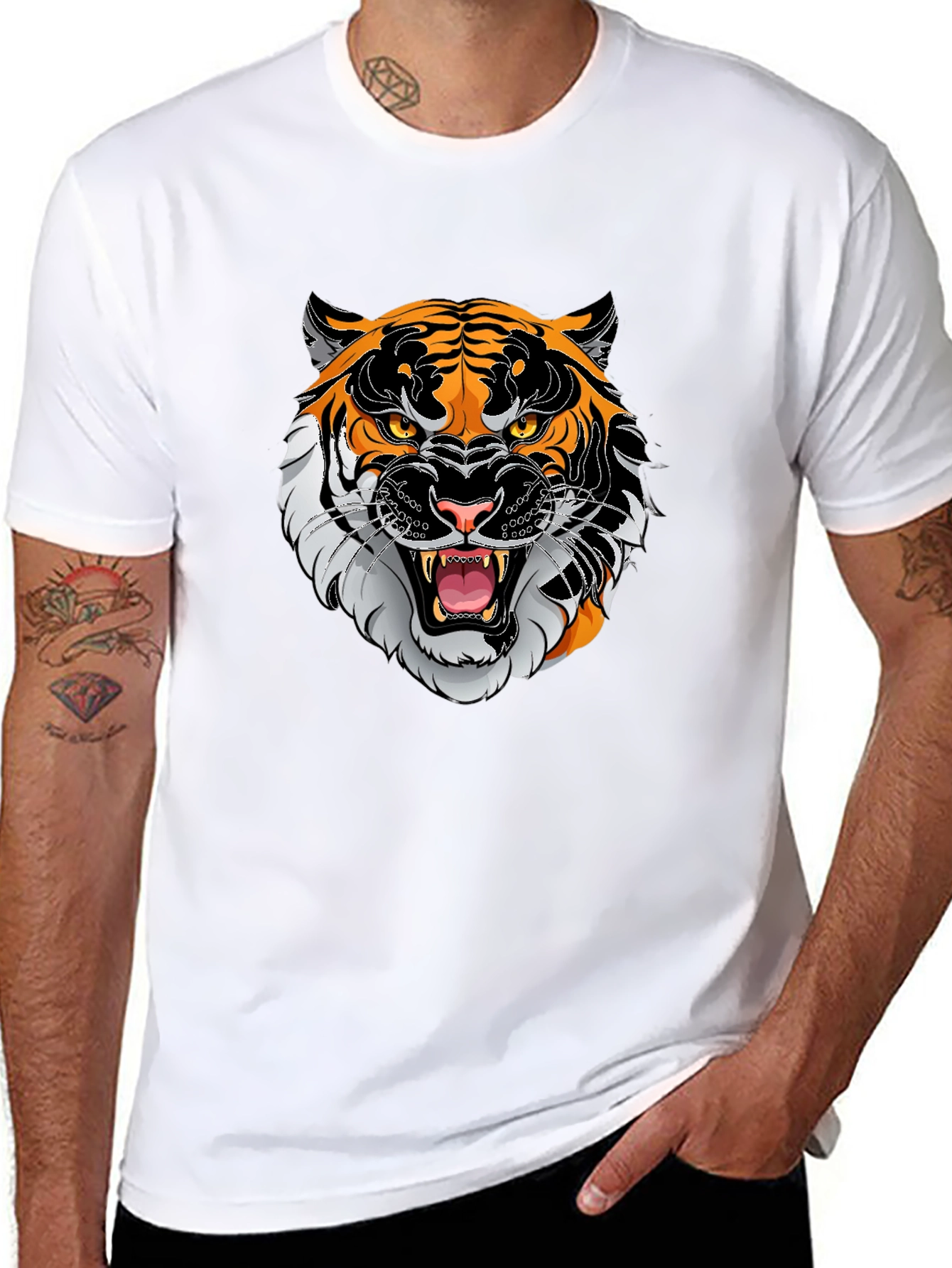 Tiger Graphic Print Black T-Shirt - 8