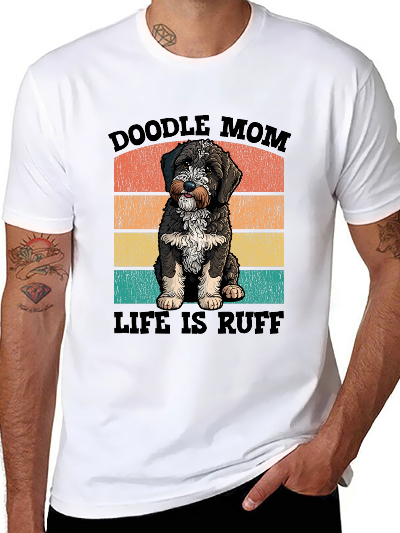 Black Doodle Mom Life is Ruff T-Shirt view 8