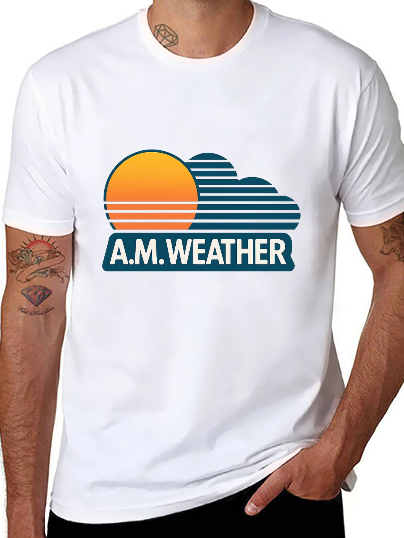 Black A.M. Weather Graphic Tee - Retro Sunset Style view 8