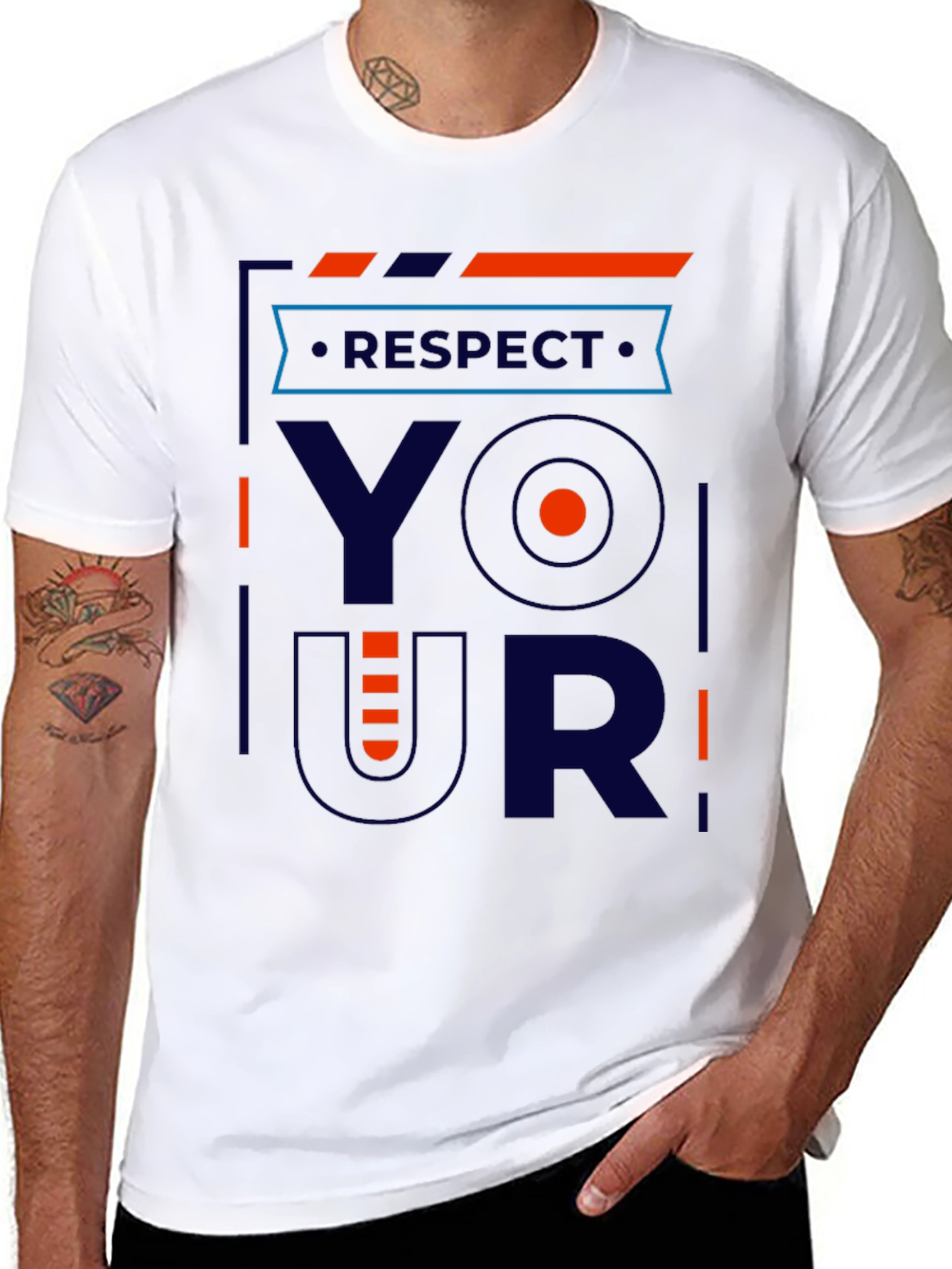 Black Respect Your Shirt - Modern Graphic Tee view 8
