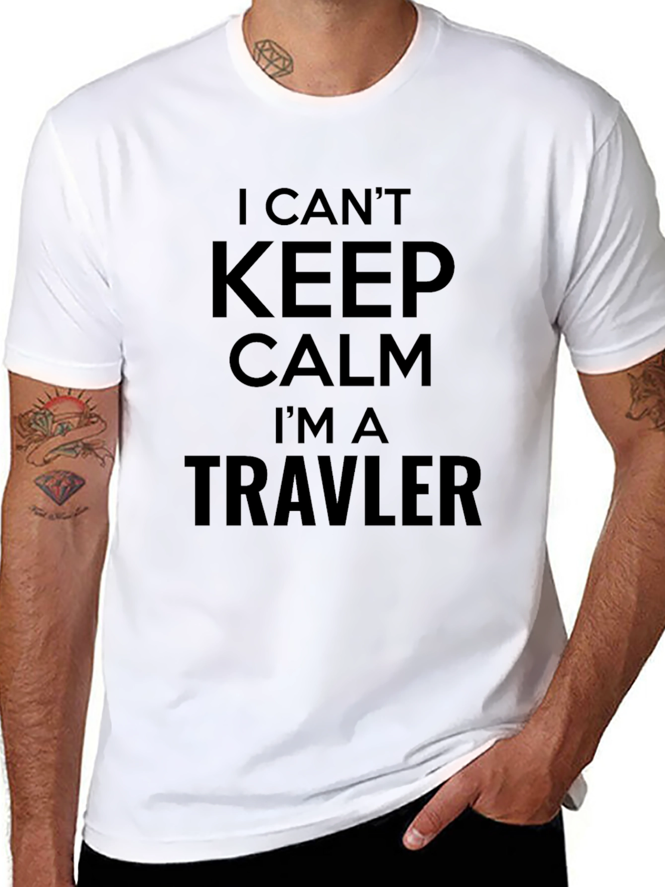 Black Funny Traveler T-Shirt - Keep Calm Adventure Tee view 8