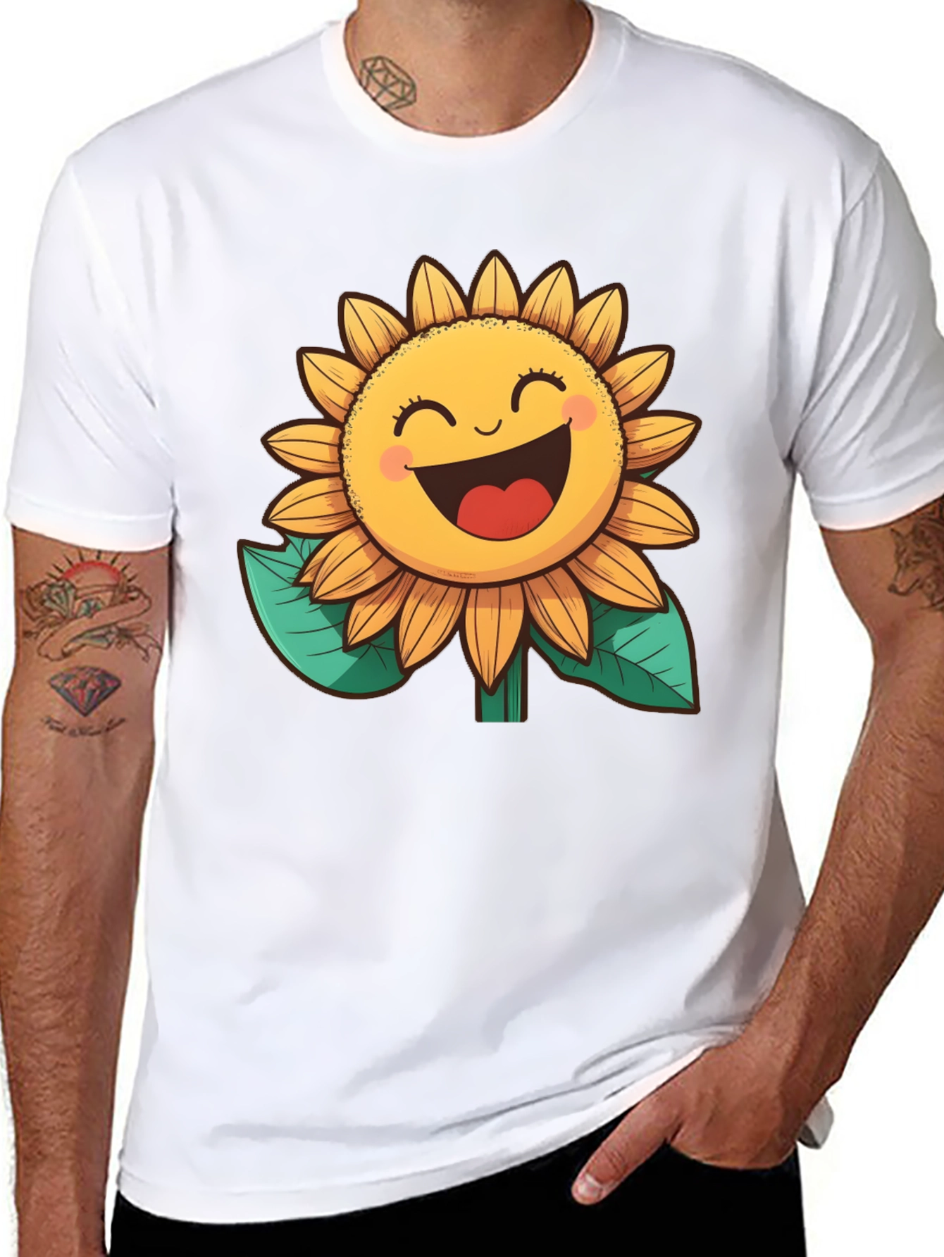 Black Happy Sunflower Graphic Tee - Black view 8