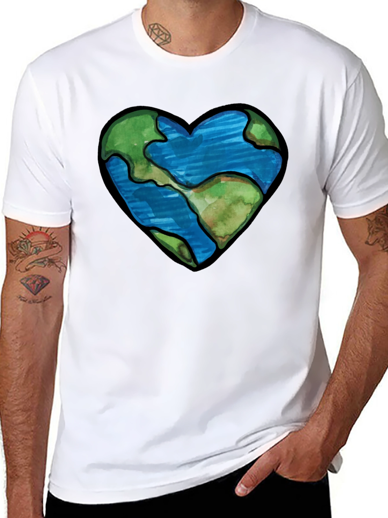 Black Earth Heart Graphic Tee - Black view 8