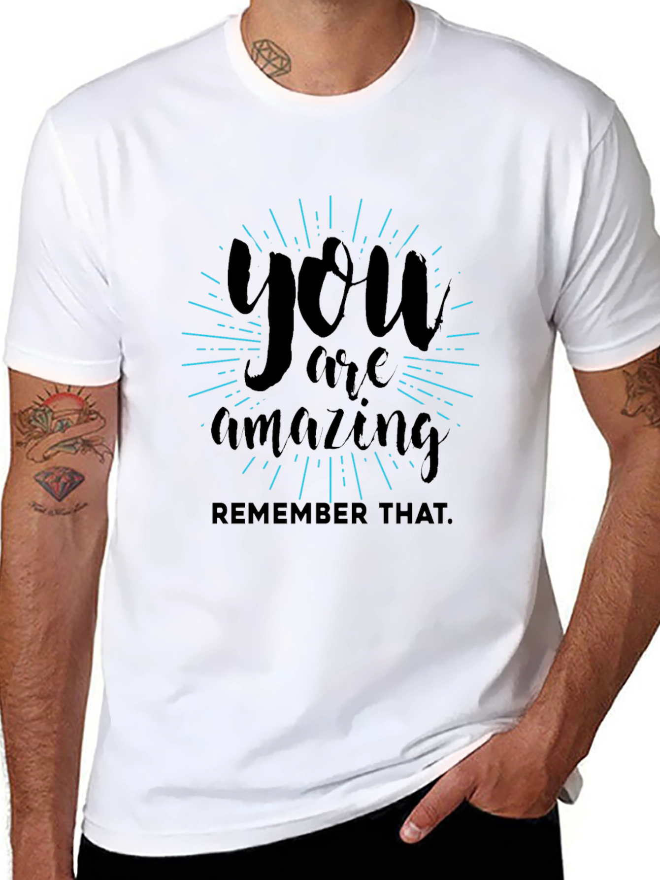 Black You Are Amazing T-Shirt - Inspirational Graphic Tee view 8