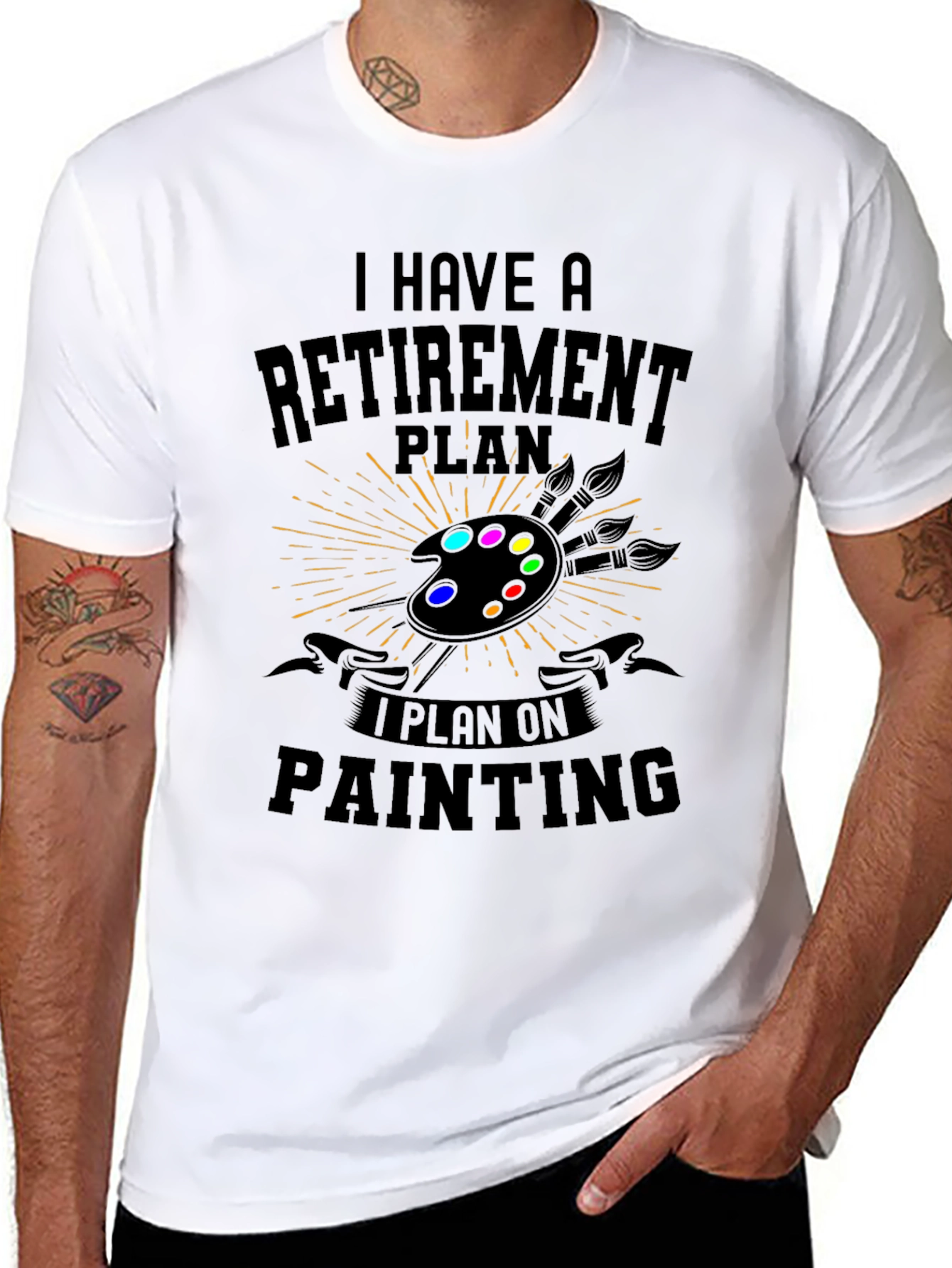 Black Retirement Plan Painting T-Shirt view 8