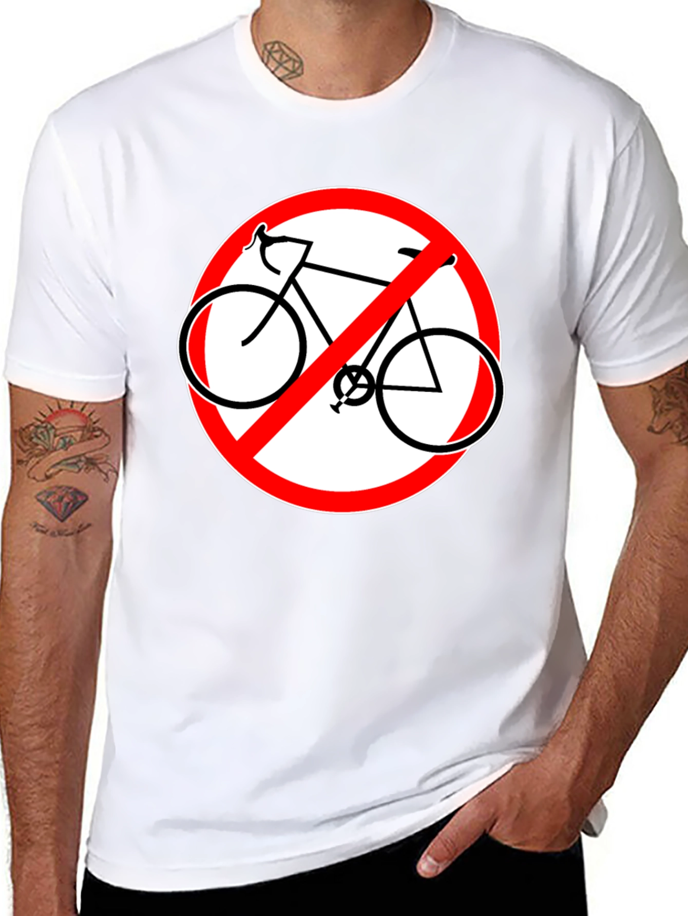 Black No Bicycles Allowed Graphic Black T-Shirt view 8