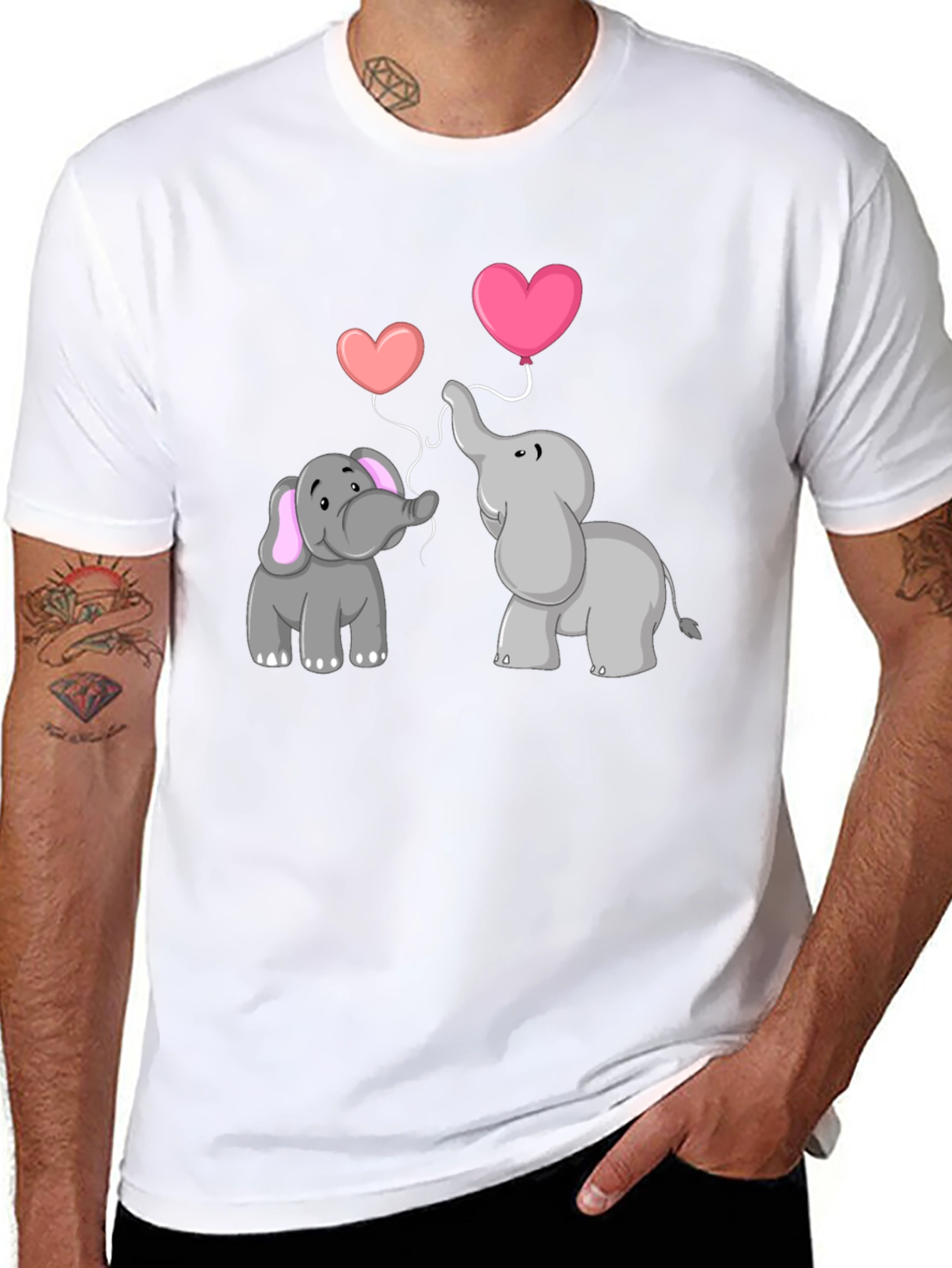Black Elephant Love T-Shirt - Heart Balloon Design view 8