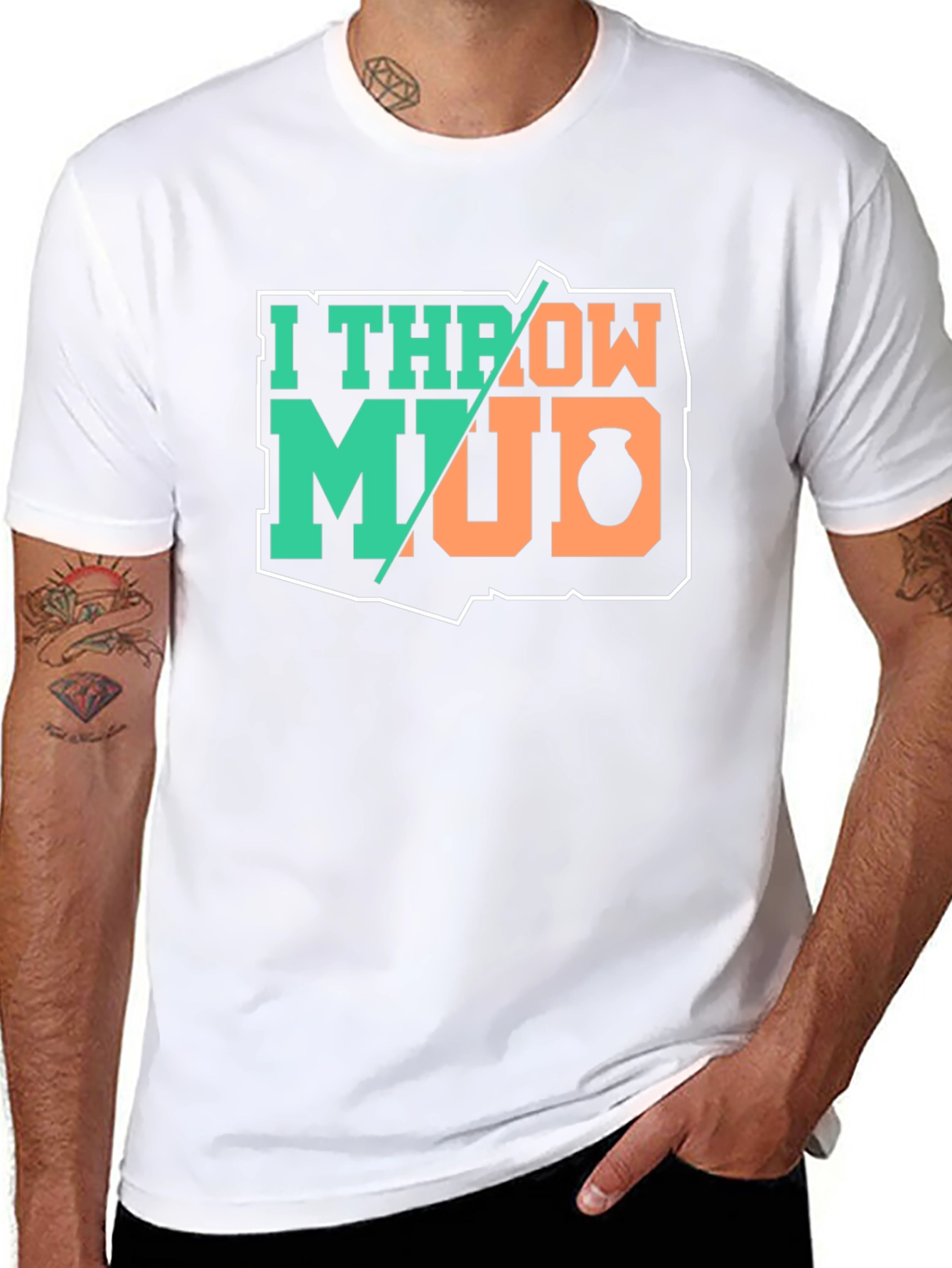 Black I Throw Mud Pottery T-Shirt view 8