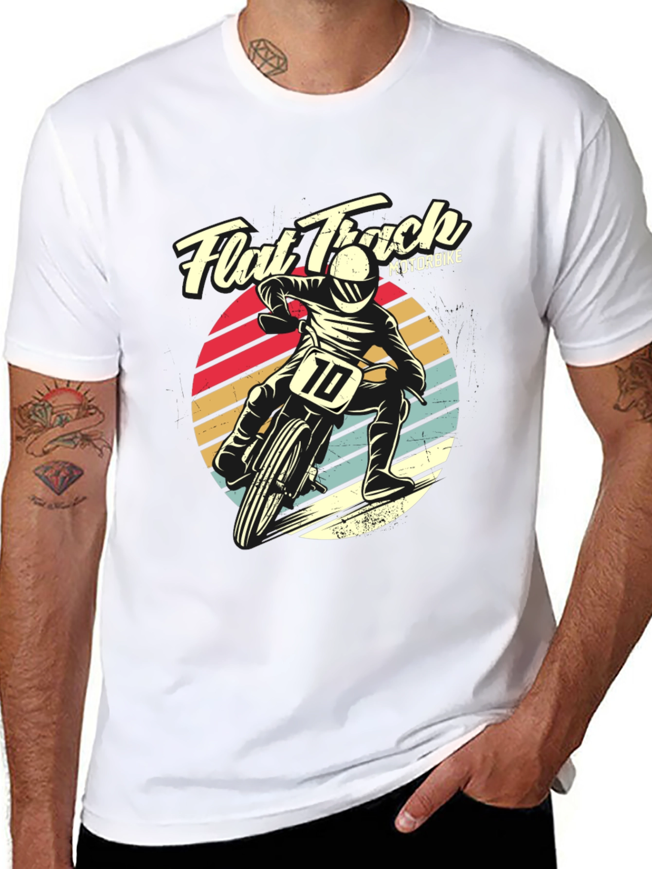 Black Flat Track Motorbike Graphic T-Shirt view 8