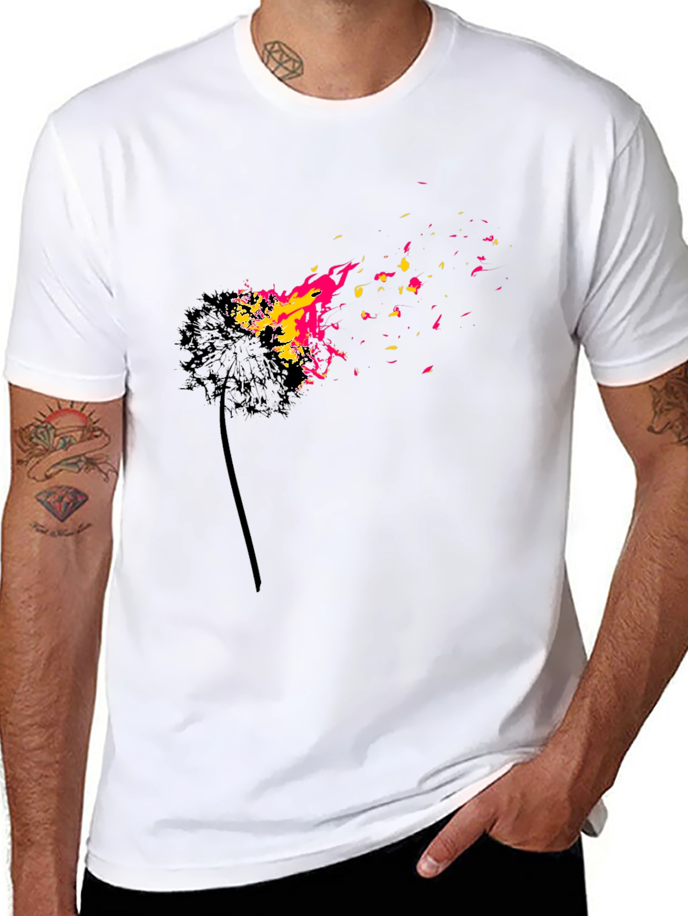 Black Burning Dandelion Graphic T-Shirt view 8