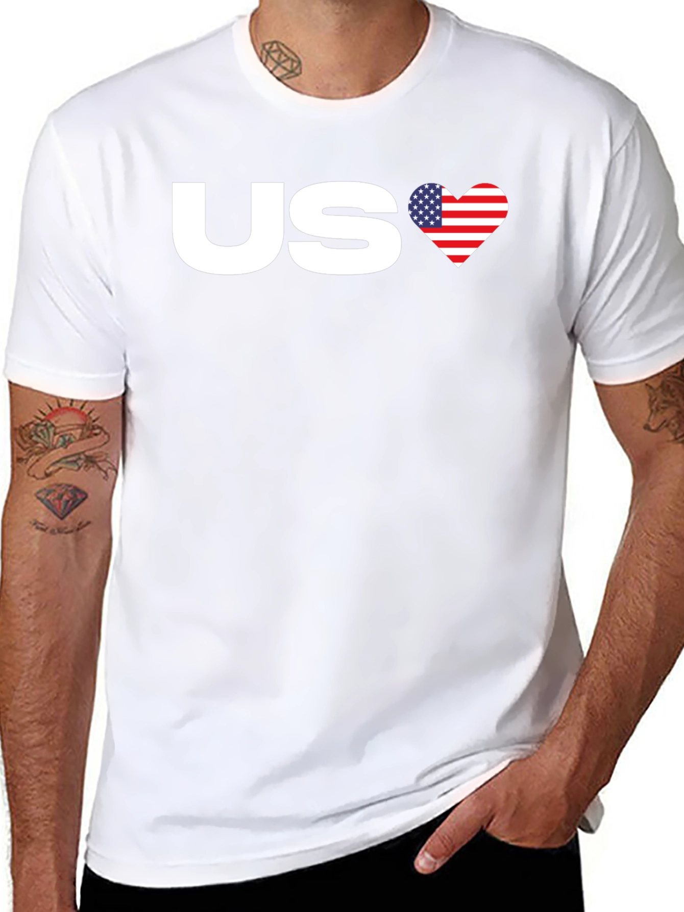 Black US Flag Heart Graphic Tee - Patriotic Pride view 8