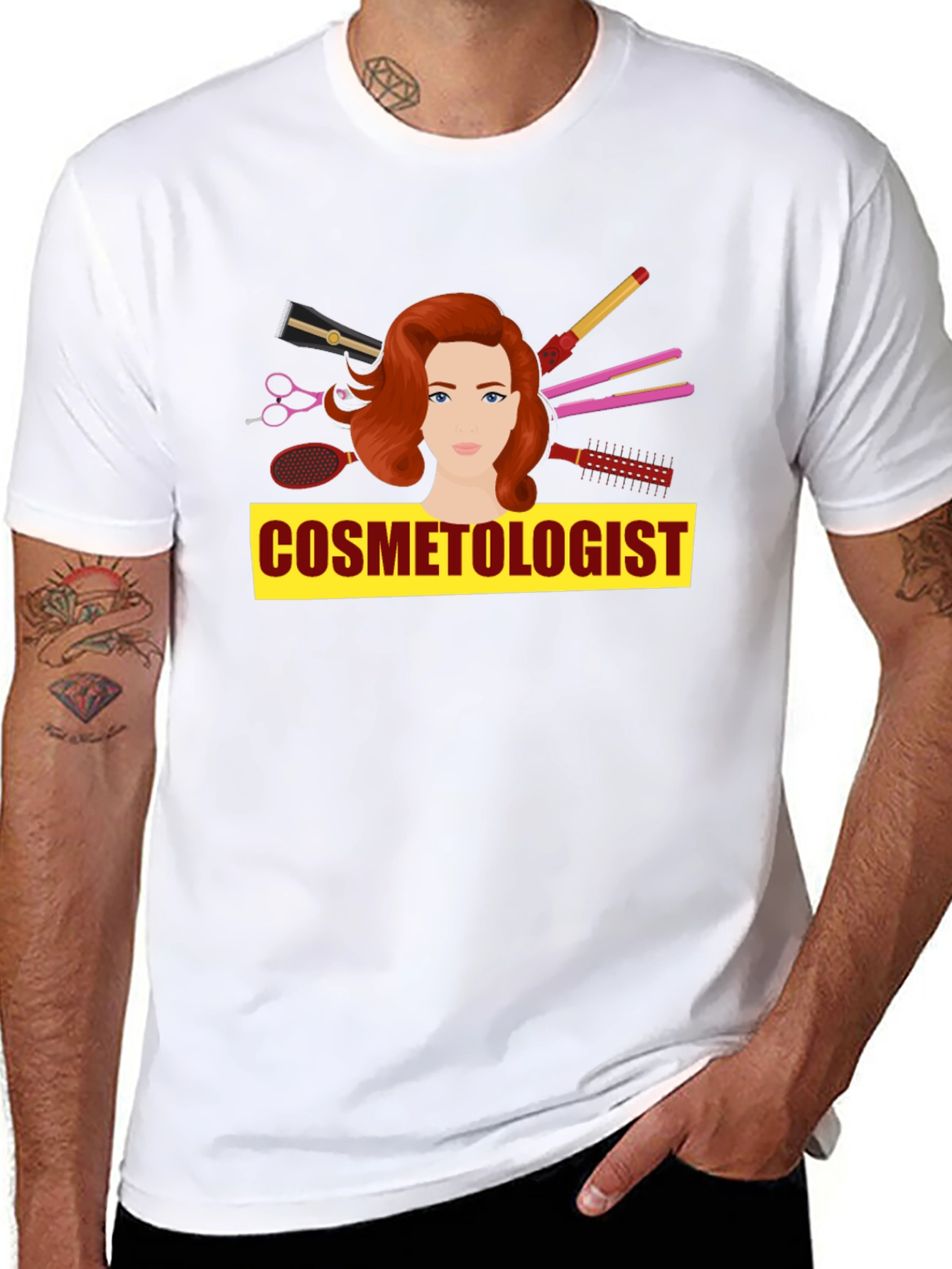 Black Cosmetologist T-Shirt - Hair Stylist Tee view 8