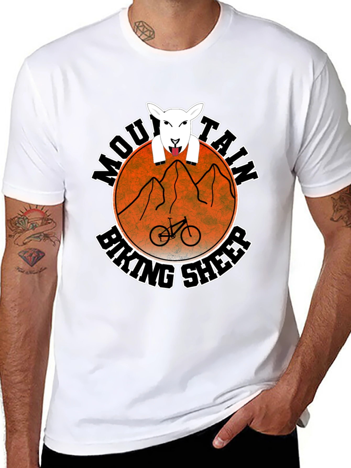 Black Mountain Biking Sheep Graphic Tee view 8