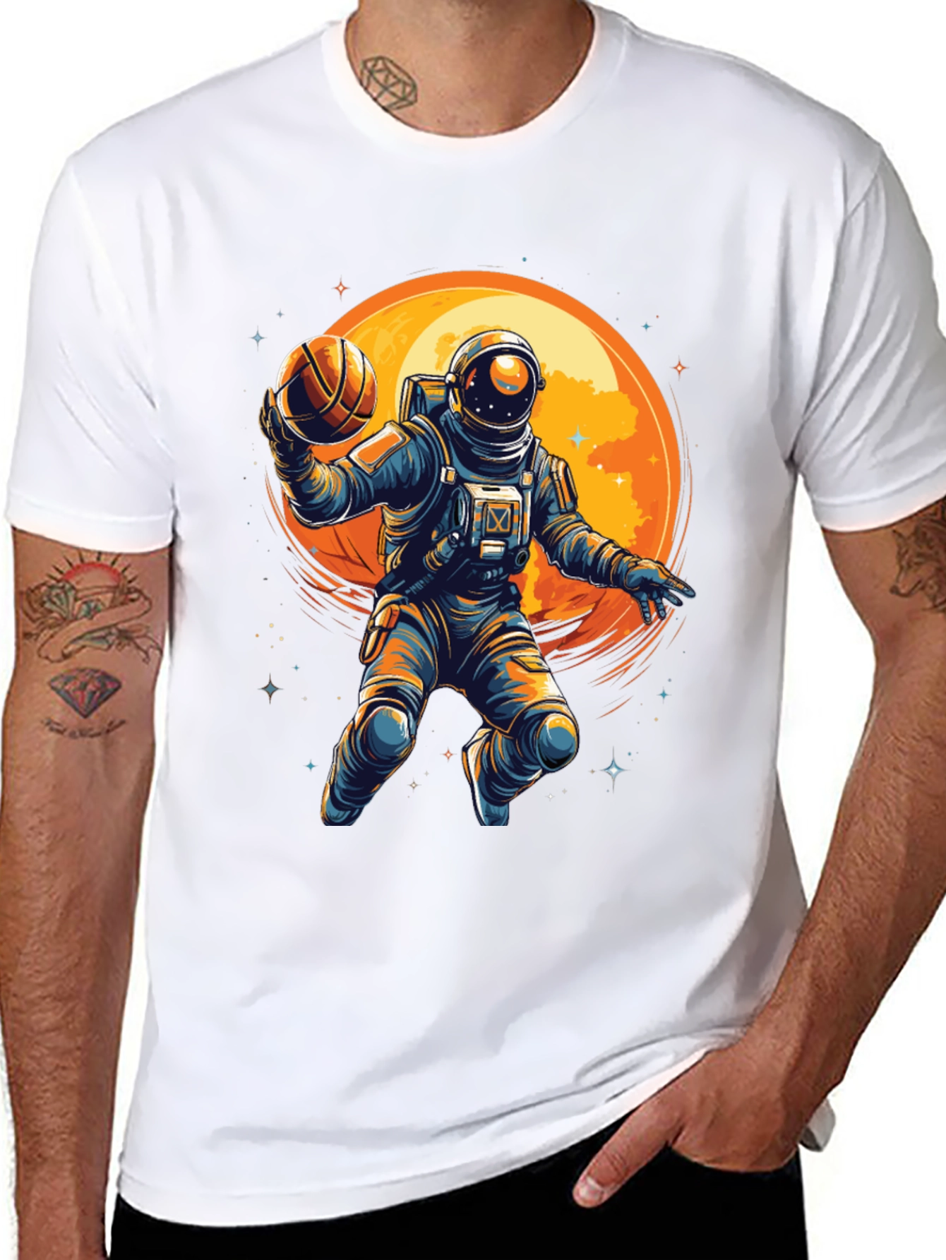 Black Astronaut Basketball Graphic T-Shirt view 8