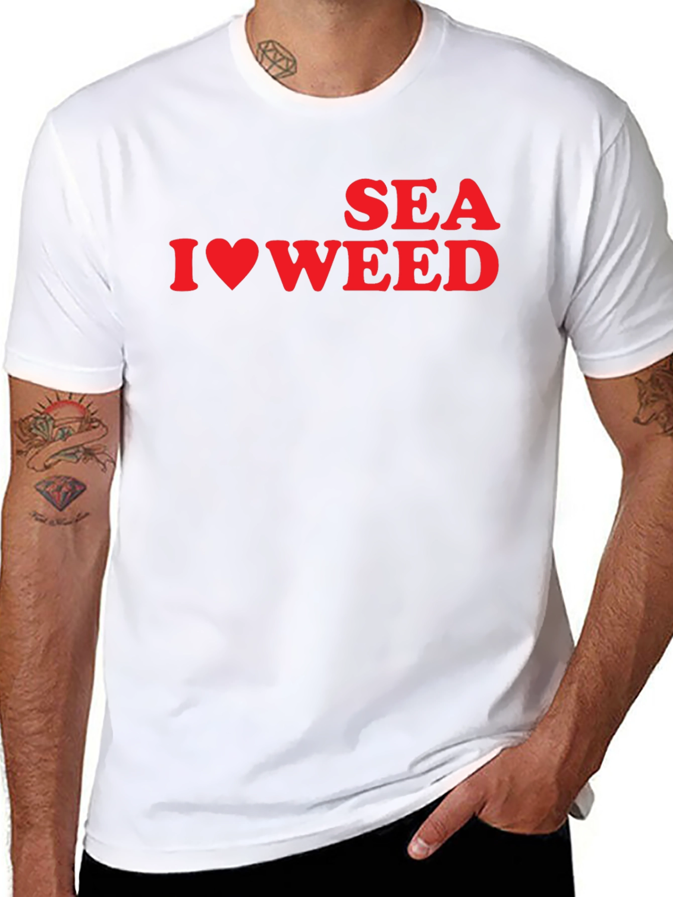 Black I Love Weed T-Shirt - Funny Slogan Tee view 8