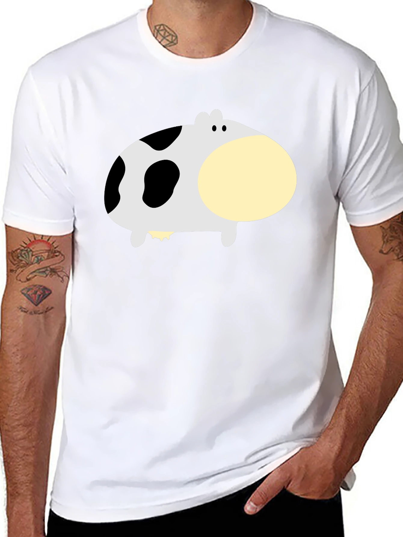 Black Funny Cow Graphic Black T-Shirt view 8