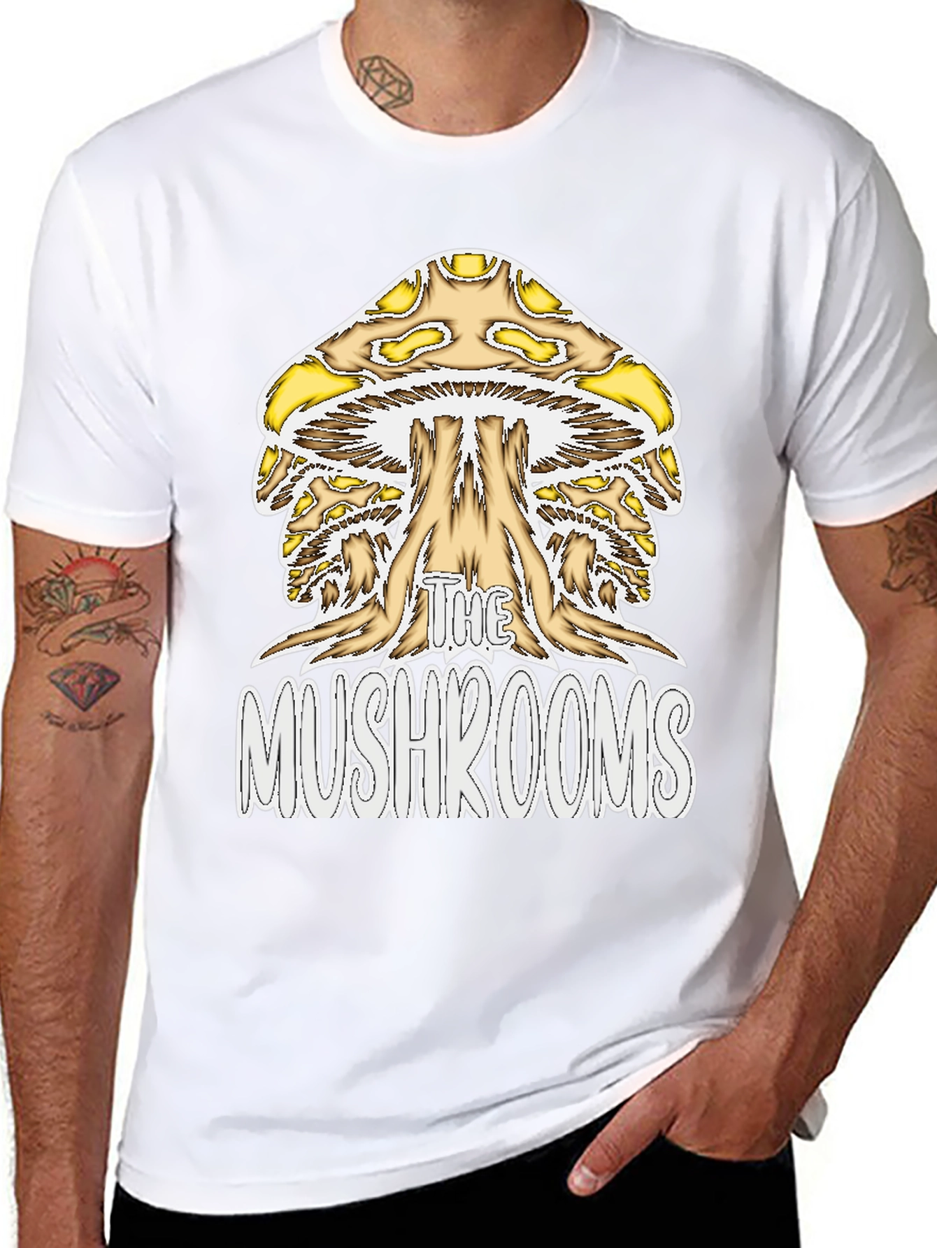 Black The Mushrooms Graphic Tee - Black Cotton Blend Shirt view 8