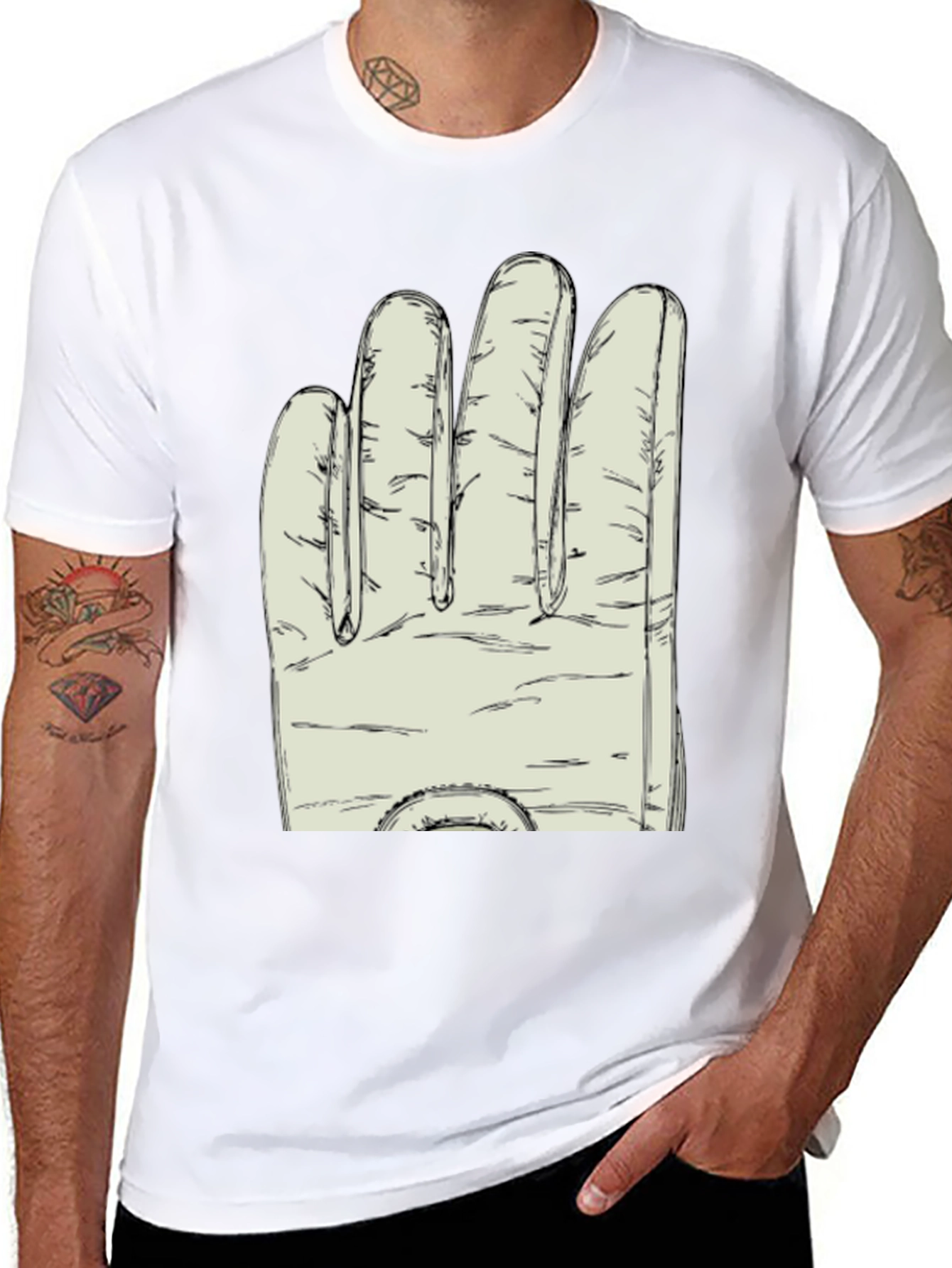 Black Novelty Glove Graphic T-Shirt - Soft Cotton Blend view 8