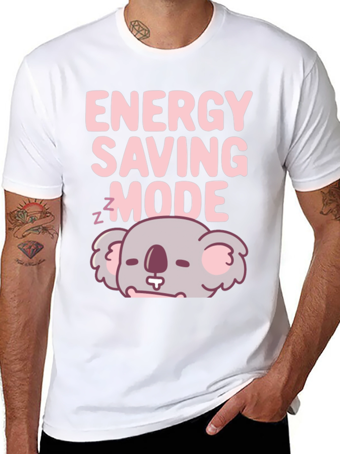 Black Energy Saving Mode Koala T-Shirt view 8