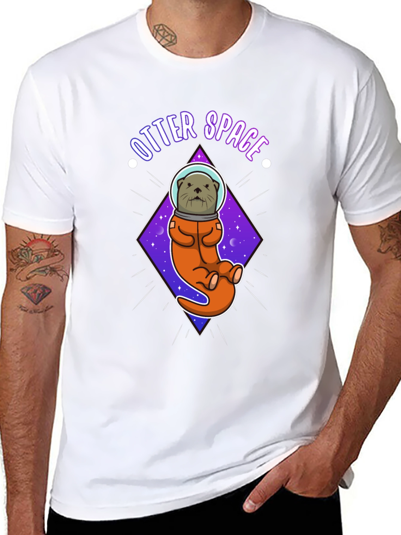 Black Otter Space Graphic T-Shirt view 8